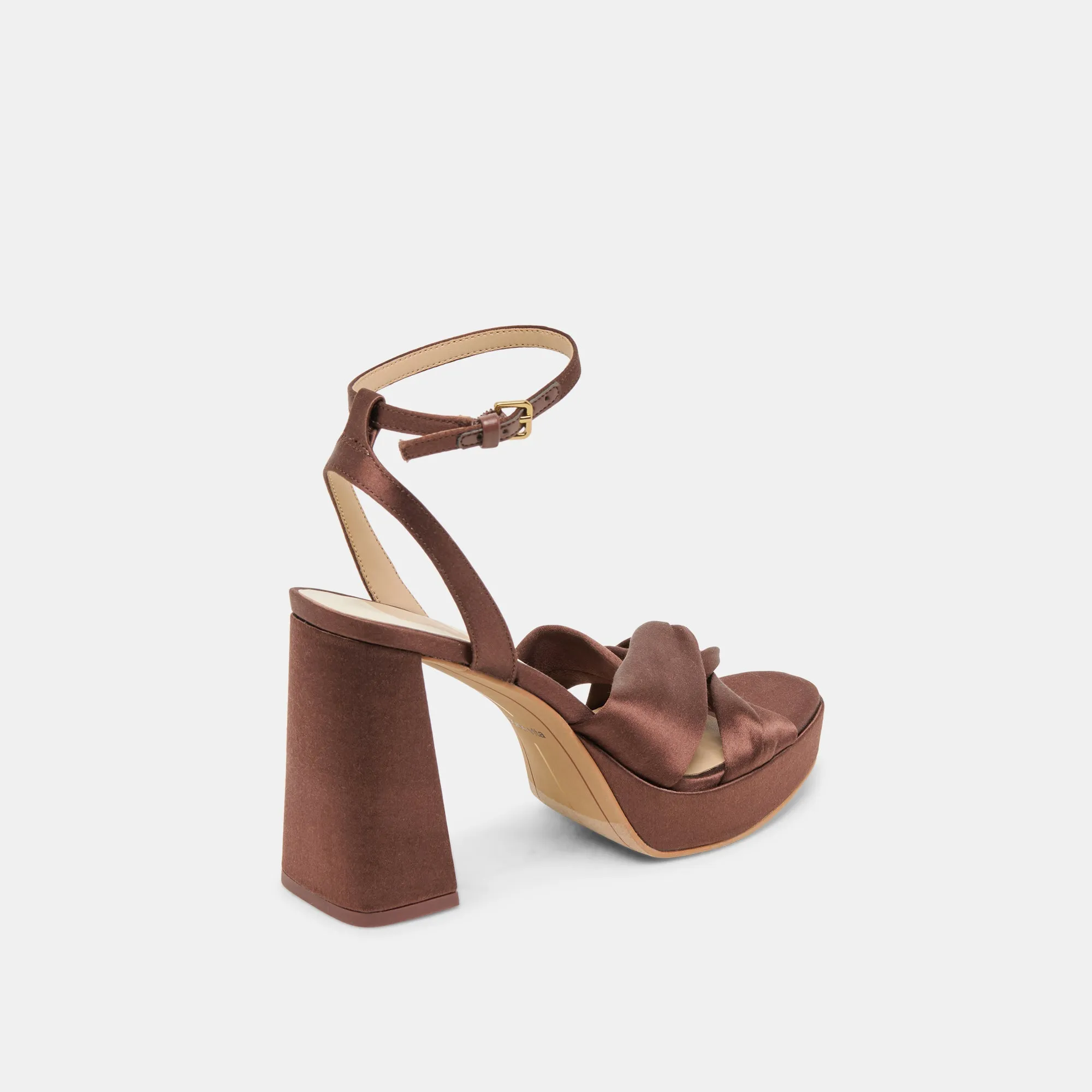 PARLO HEELS MID BROWN SATIN Long Lasting