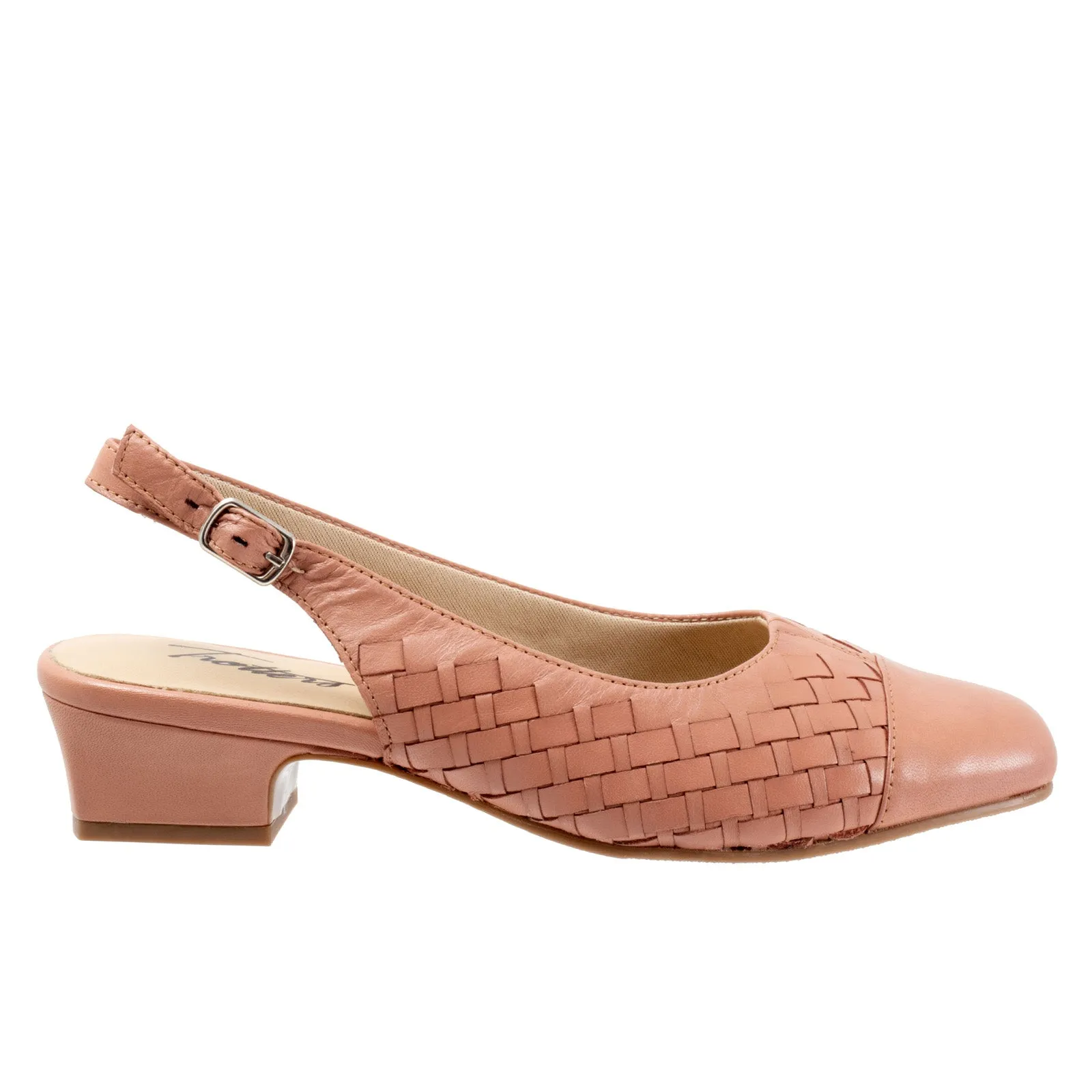 Trotters Dea Woven T2168-715 Womens Brown Leather Slingback Heels Shoes Fashion Stiletto Sandals
