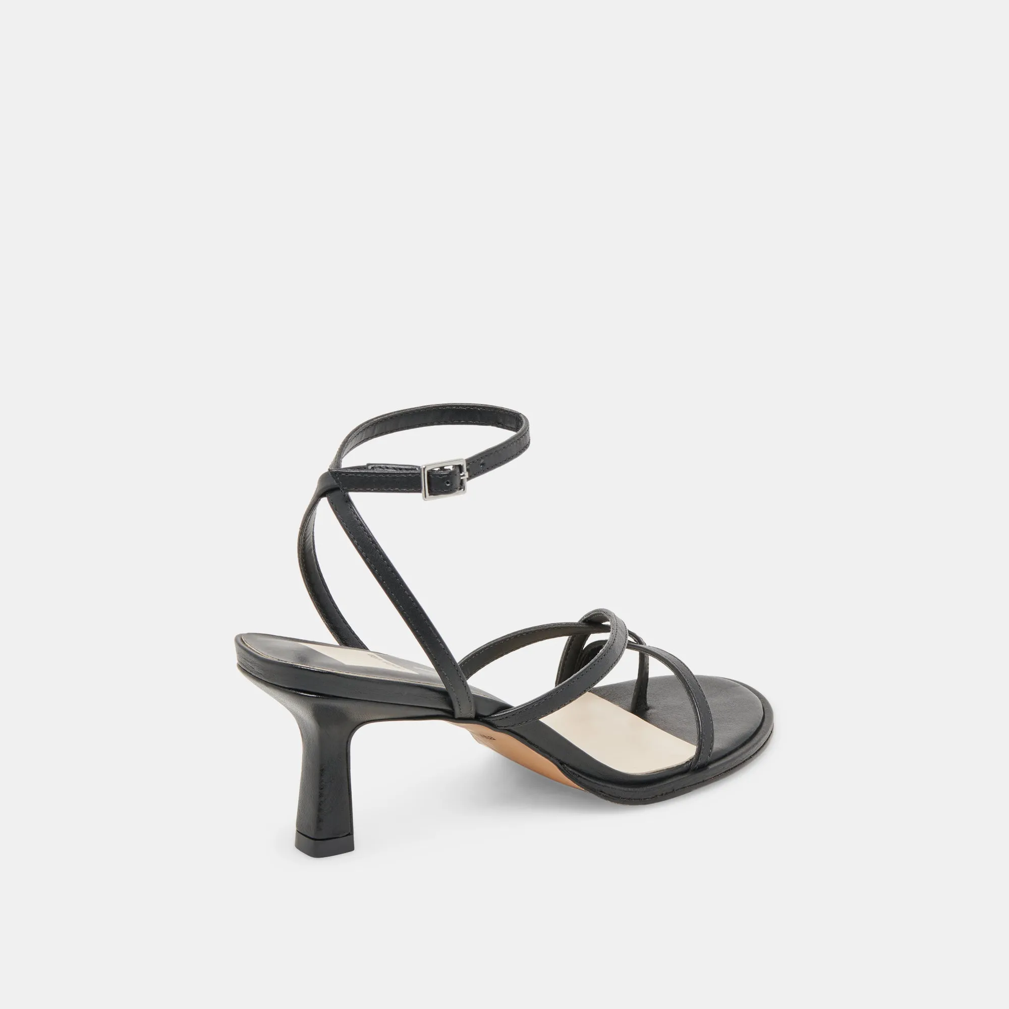 MORAH WIDE HEELS BLACK LEATHER Padded Tongue Peep Toe Leather Pumps