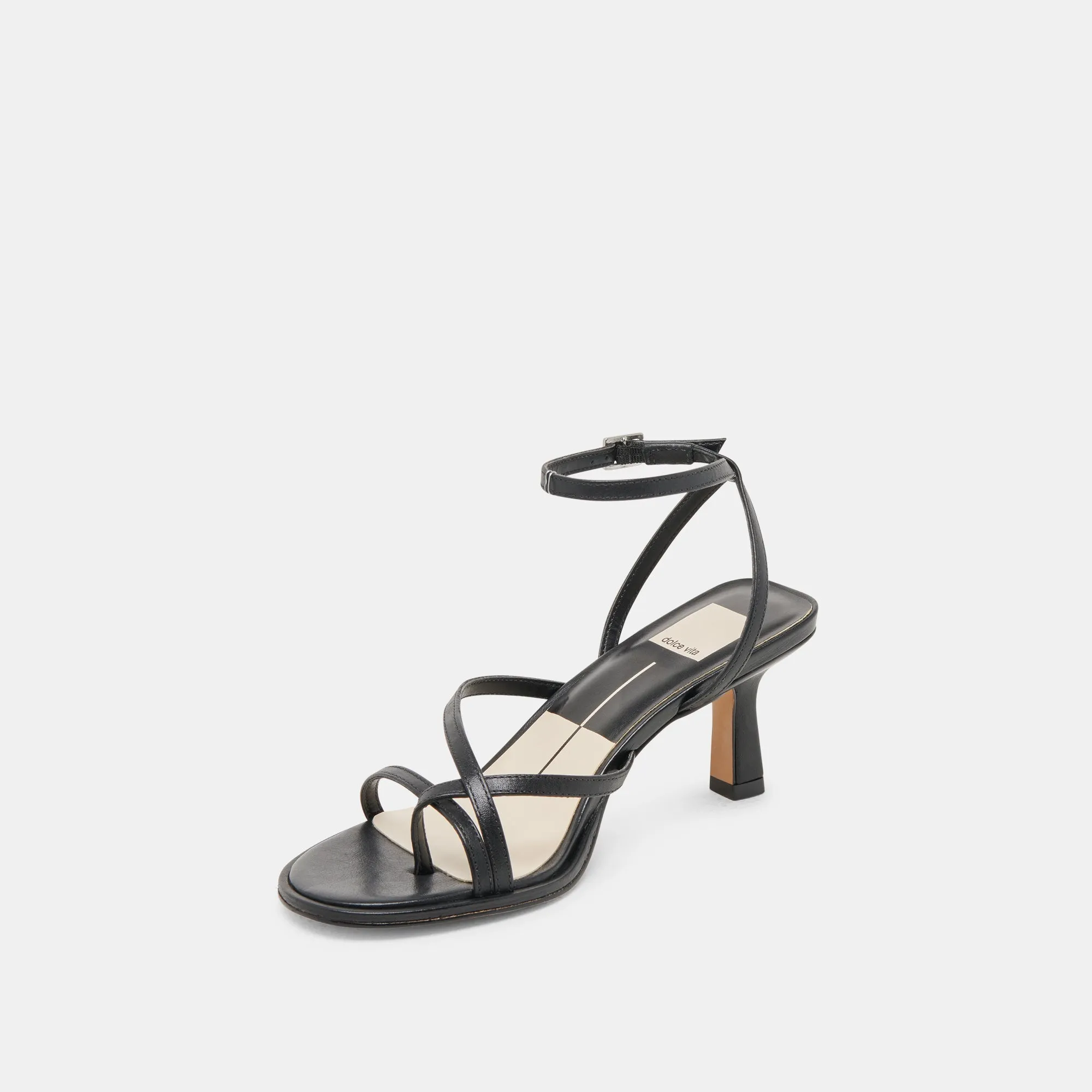 Ankle Strap Heels Romantic Heels MORAH WIDE HEELS BLACK LEATHER