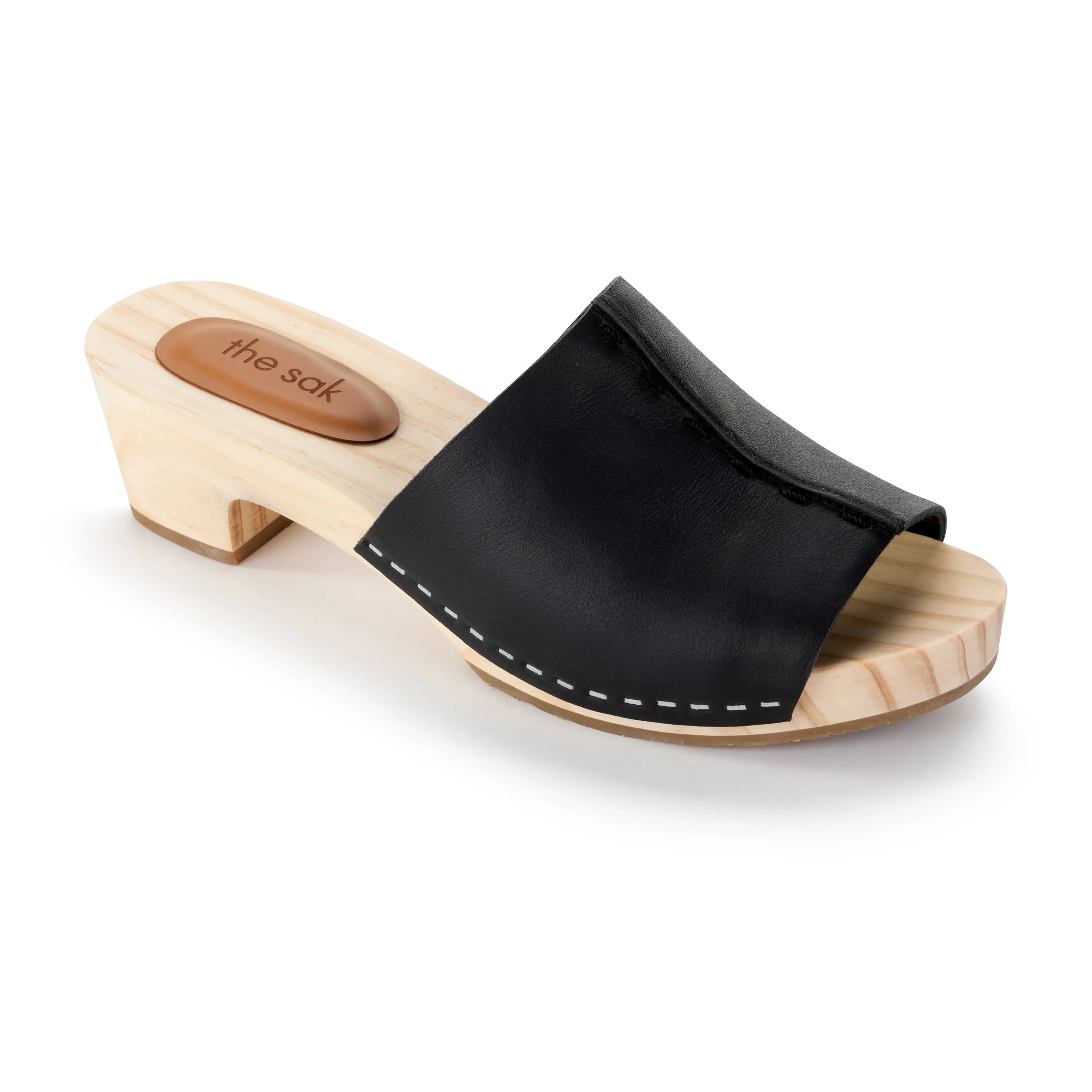 Ella Clog Sandal - Leather - Black Boho Free Strap Mode
