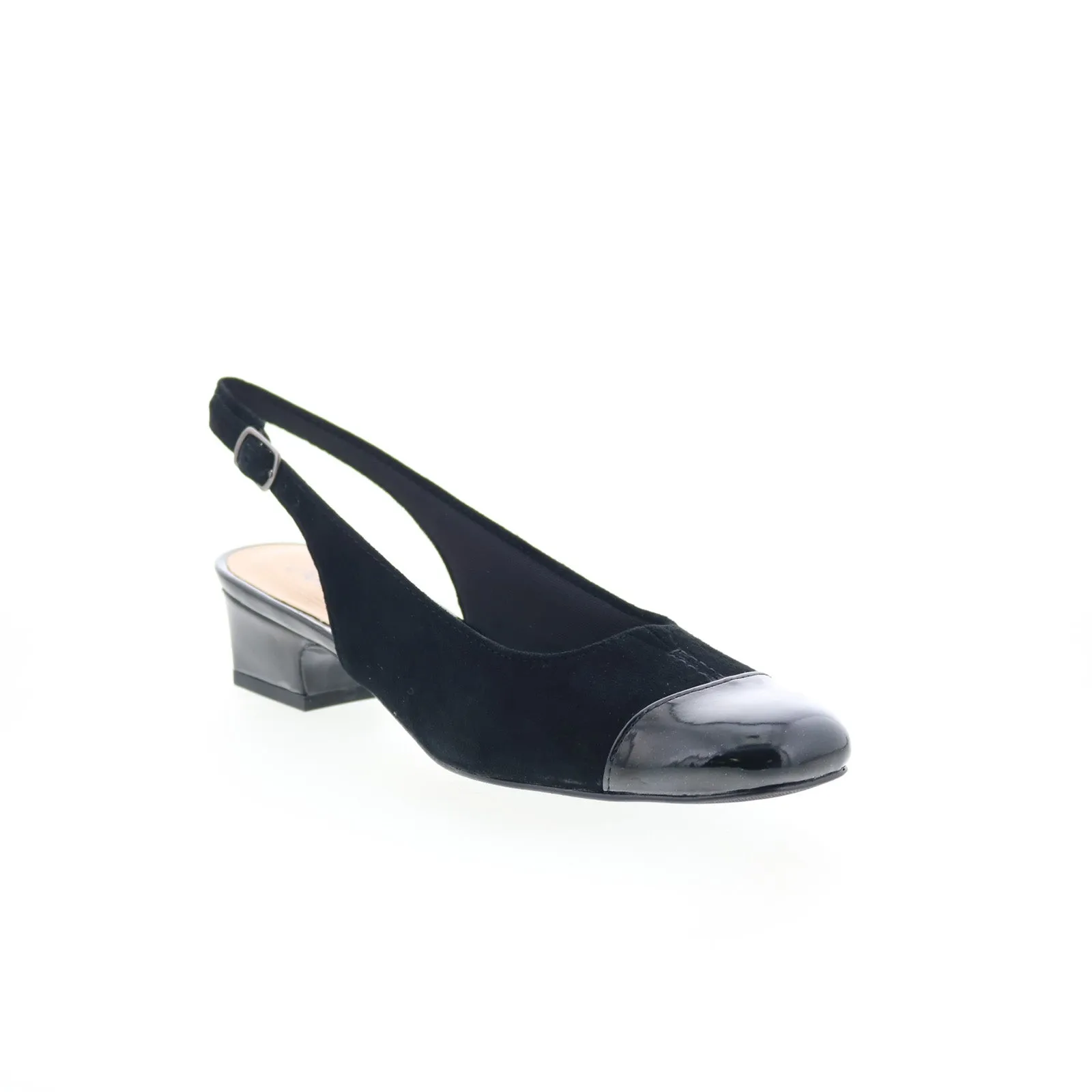 Soft Interior Trotters Dea T7001-048 Womens Black Extra Narrow Slingback Heels Shoes