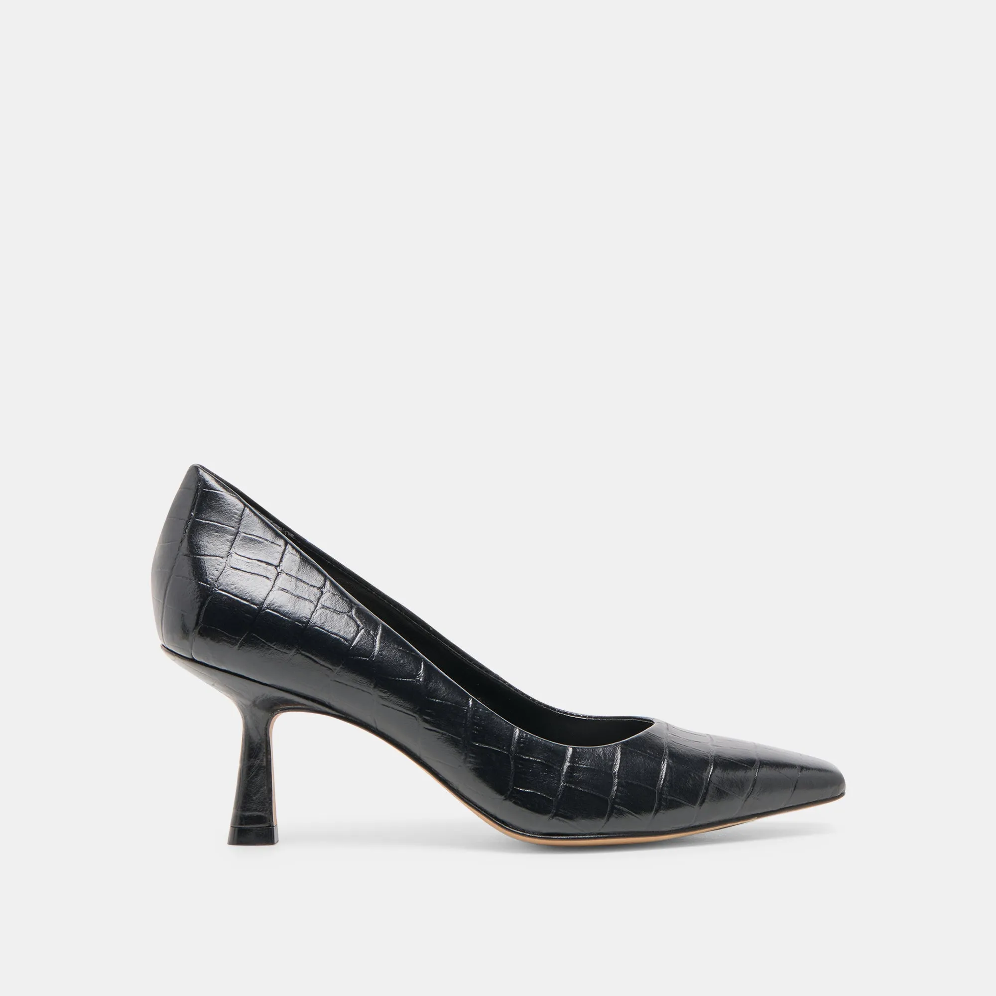 Shock Resistant BRIONA HEELS NOIR CROCO EMBOSSED LEATHER