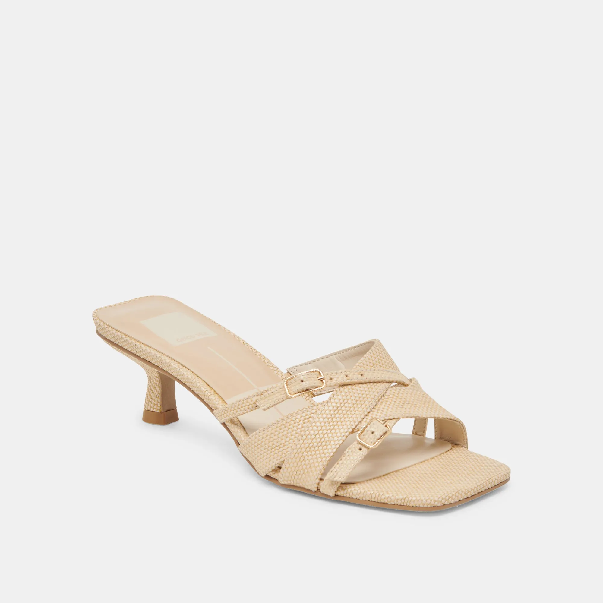 Shock Absorbing Impact protection BRYANT HEELS NATURAL WOVEN RAFFIA