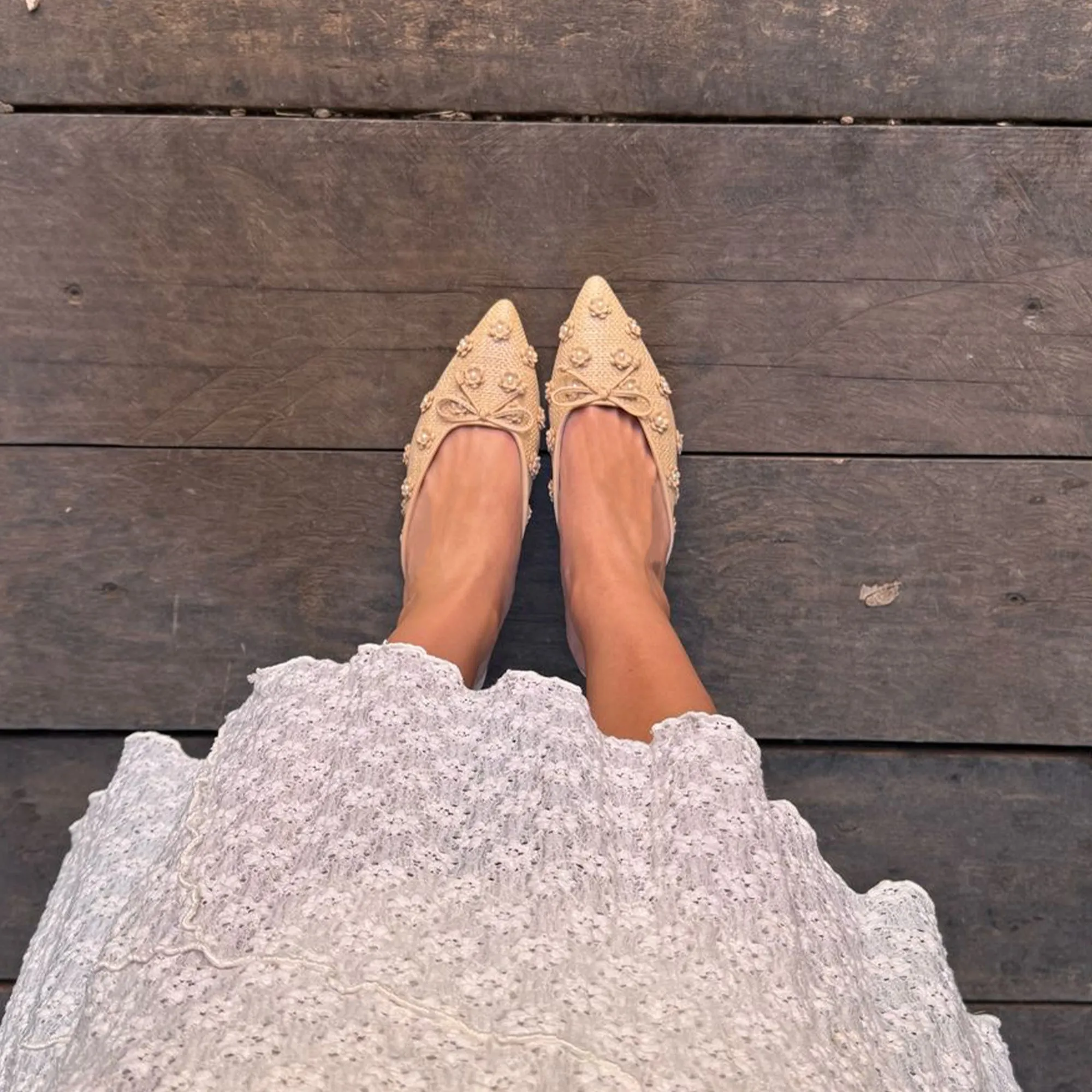 CAMILO HEELS LT NATURAL RAFFIA Bridal Shoes with Embellishments