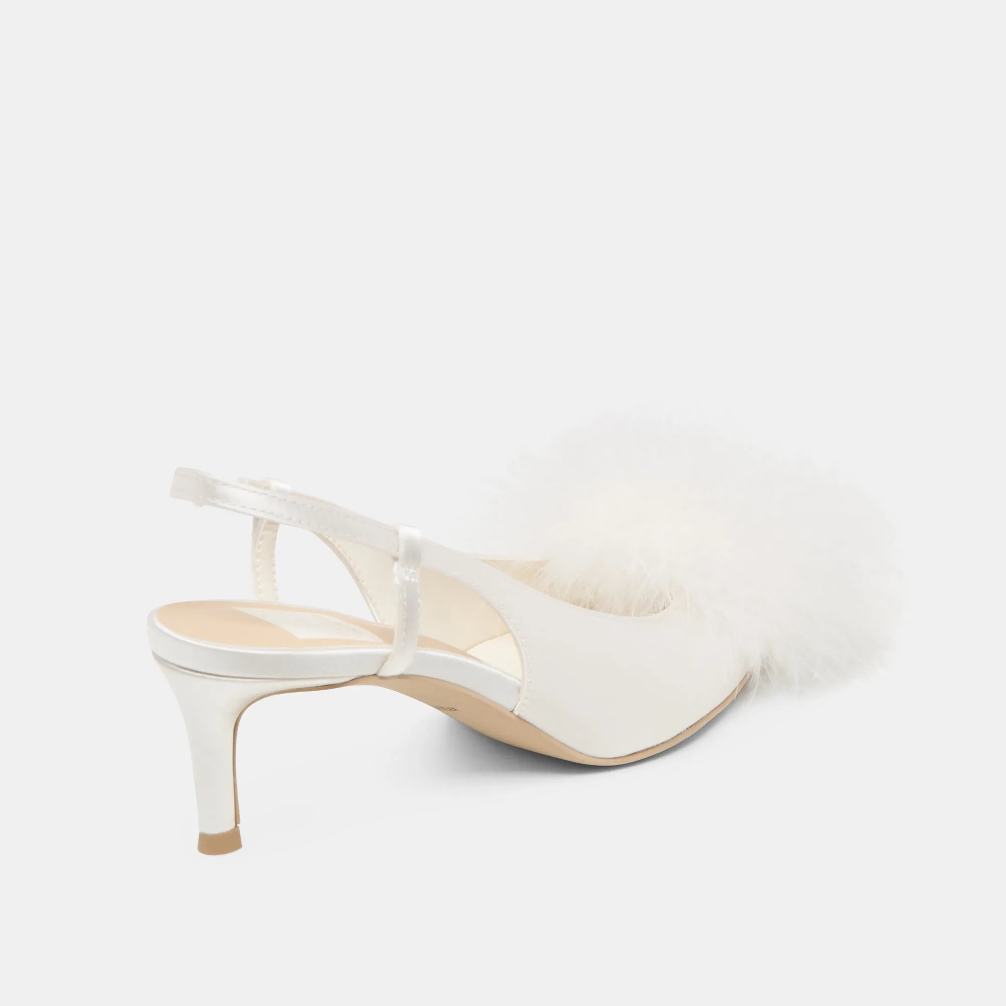 KAMY HEELS TRUE WHITE SATIN Smart Office Shoes