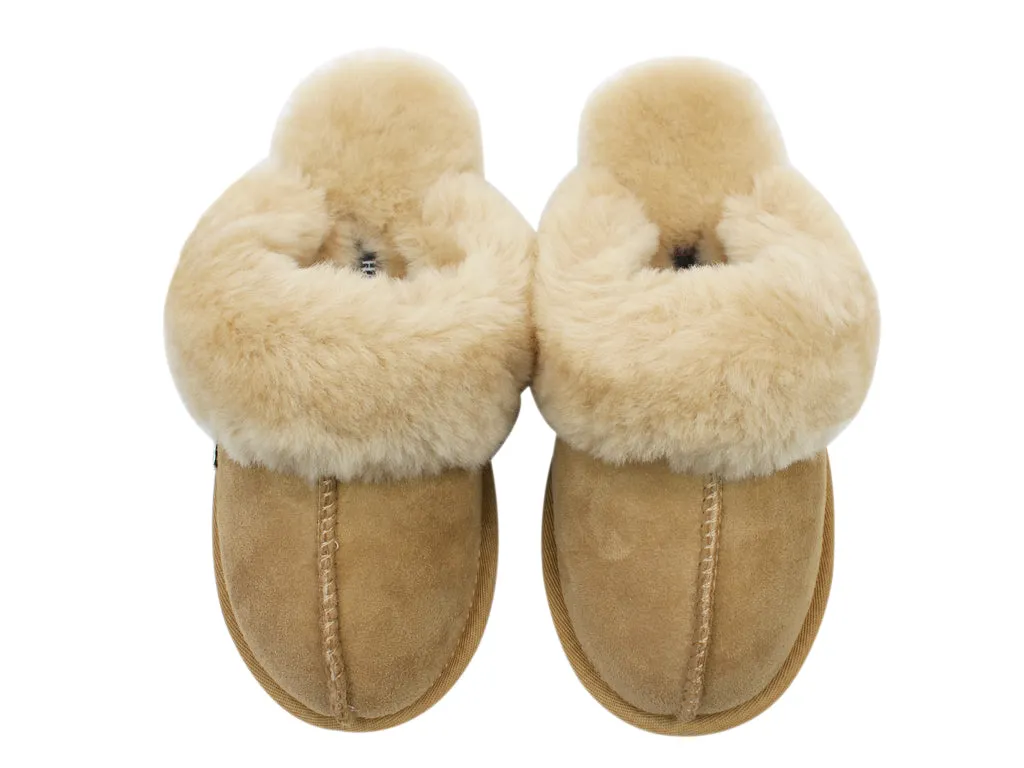 Gloss Finish Haflinger Sheepskin Slippers North Star Beige