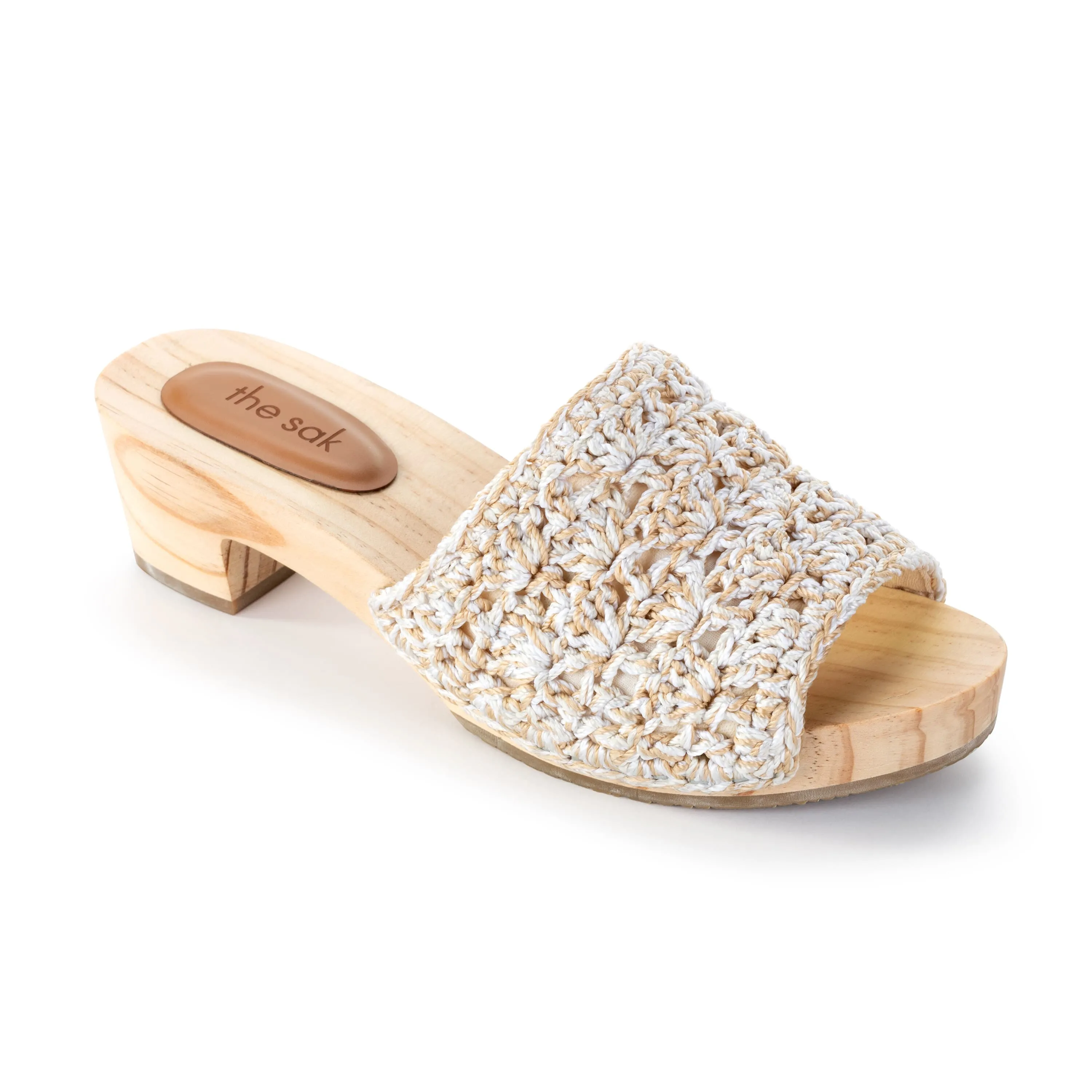 Ella Clog Sandal - Hand Crochet - Natural Static Shell Performance