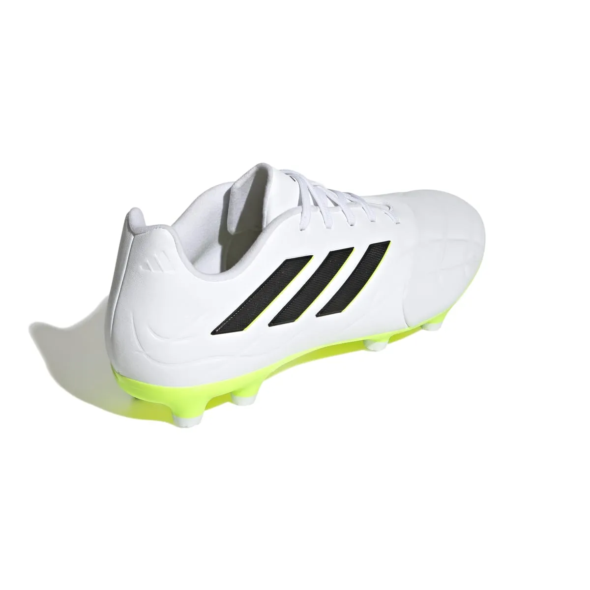 ADIDAS HQ8984 COPA PURE.3 FG MN'S (Medium) White/Black/Lemon Leather Soccer Shoes Indoor Fit Upper Fit