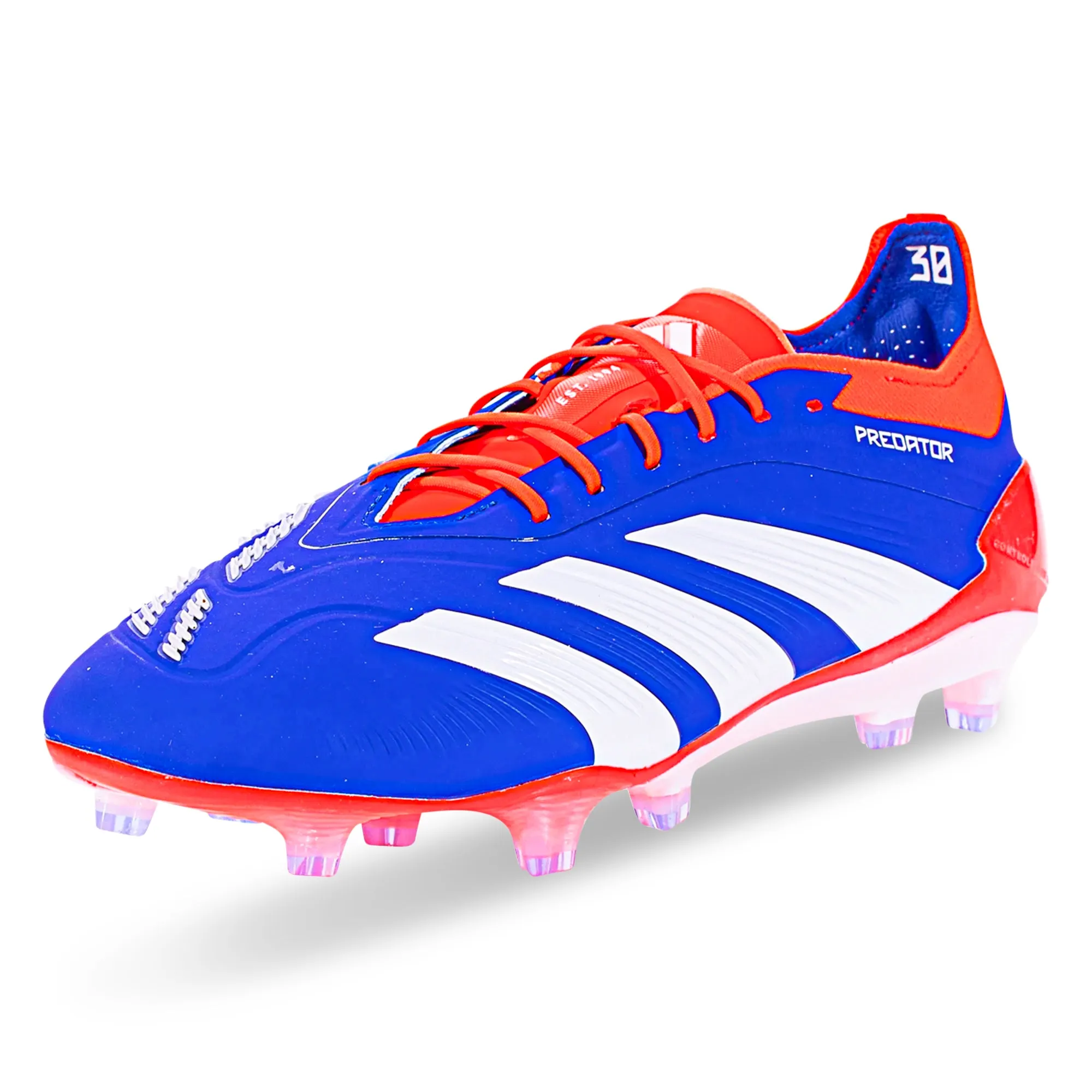 Rapid Foot Quick Contact adidas Predator Elite FG Soccer Cleats (Lucid Blue/White/Solar Red)