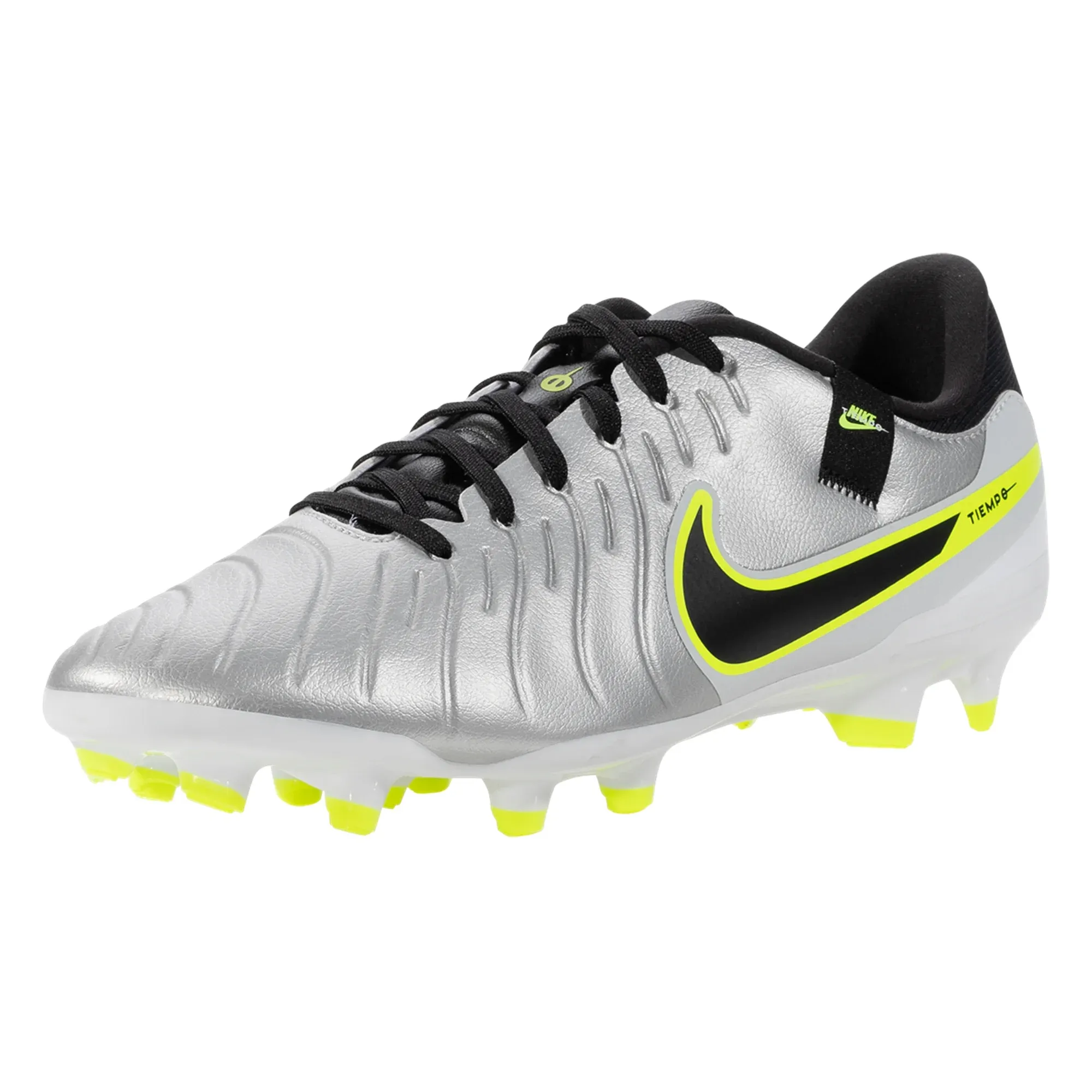 Nike Legend 10 Academy FG/MG Soccer Cleats (Metallic Silver/Black-Volt) Soccer Style