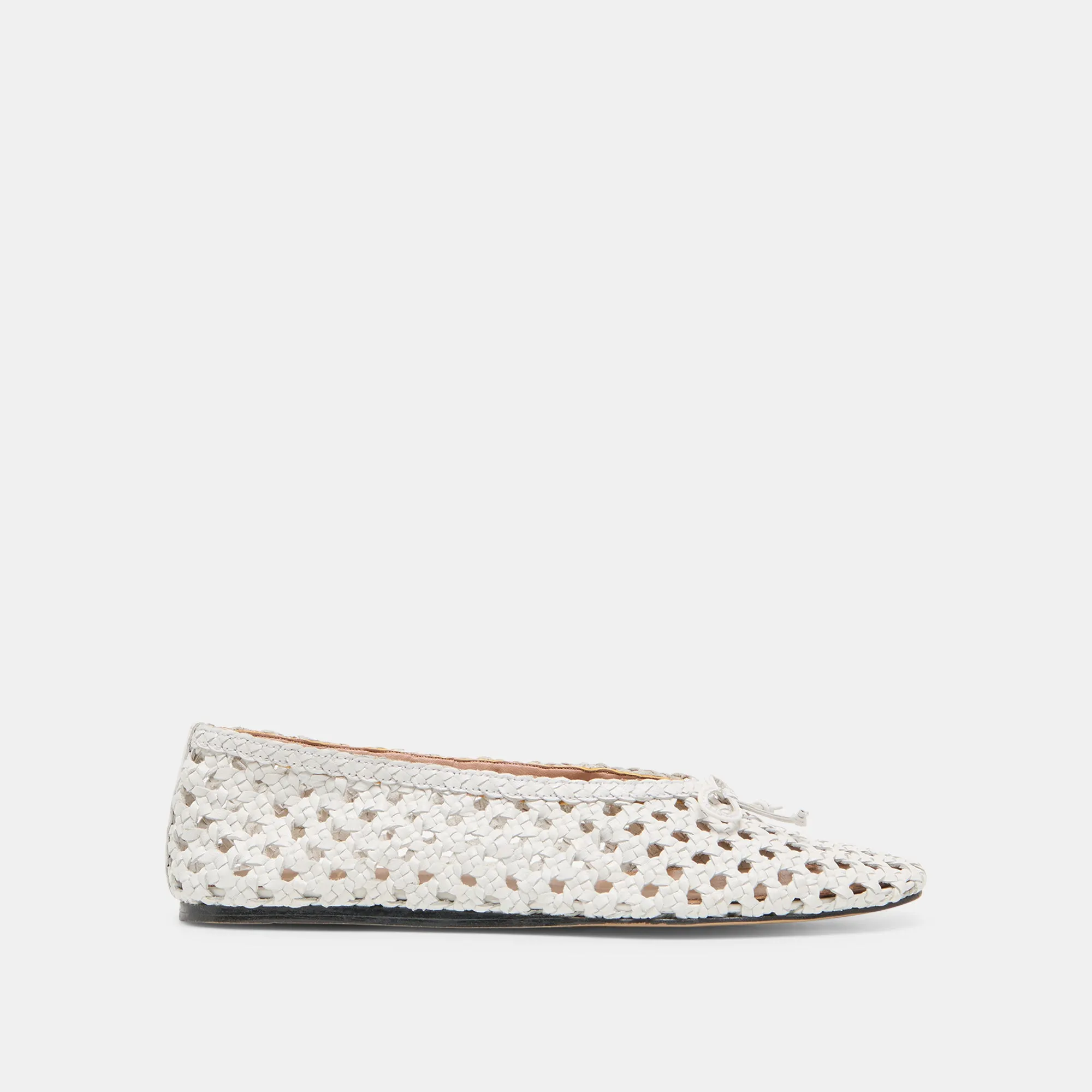 EDDA BALLET FLATS BONE WOVEN LEATHER Slip On Everyday Comfort