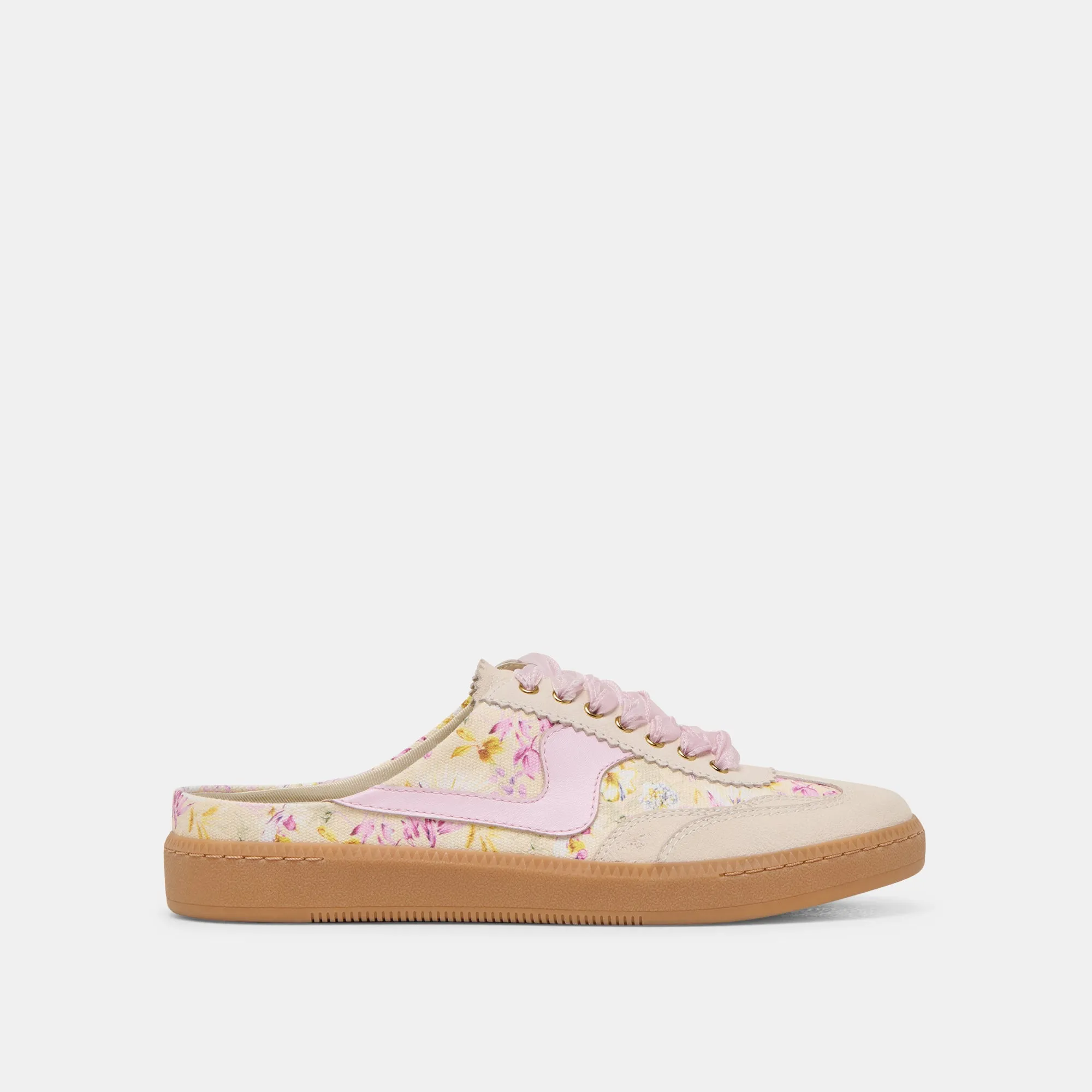 Timeless Design Day Long NOTICE SLIDE SNEAKERS PURPLE FLORAL LEATHER