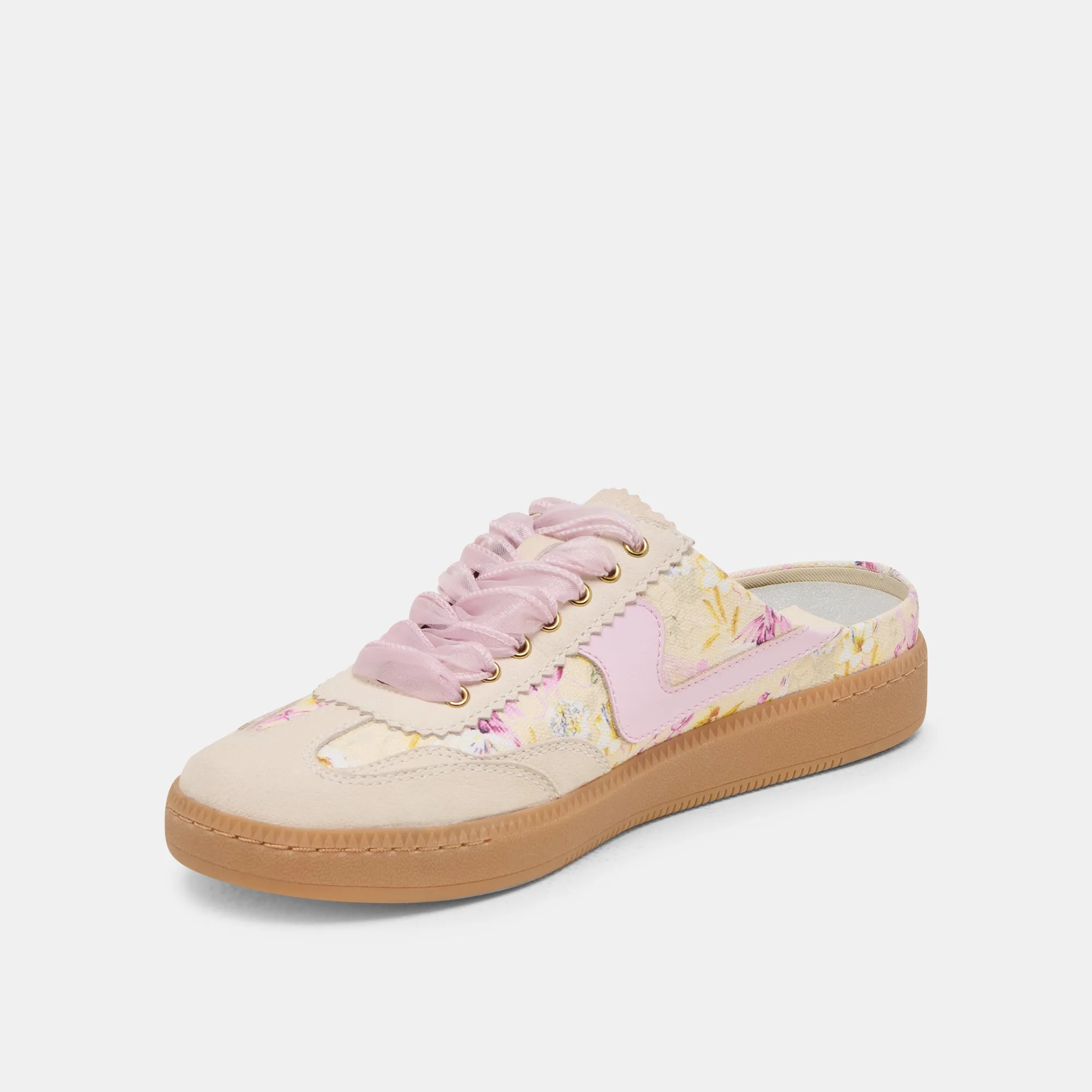 NOTICE SLIDE SNEAKERS PURPLE FLORAL LEATHER Sole Soft