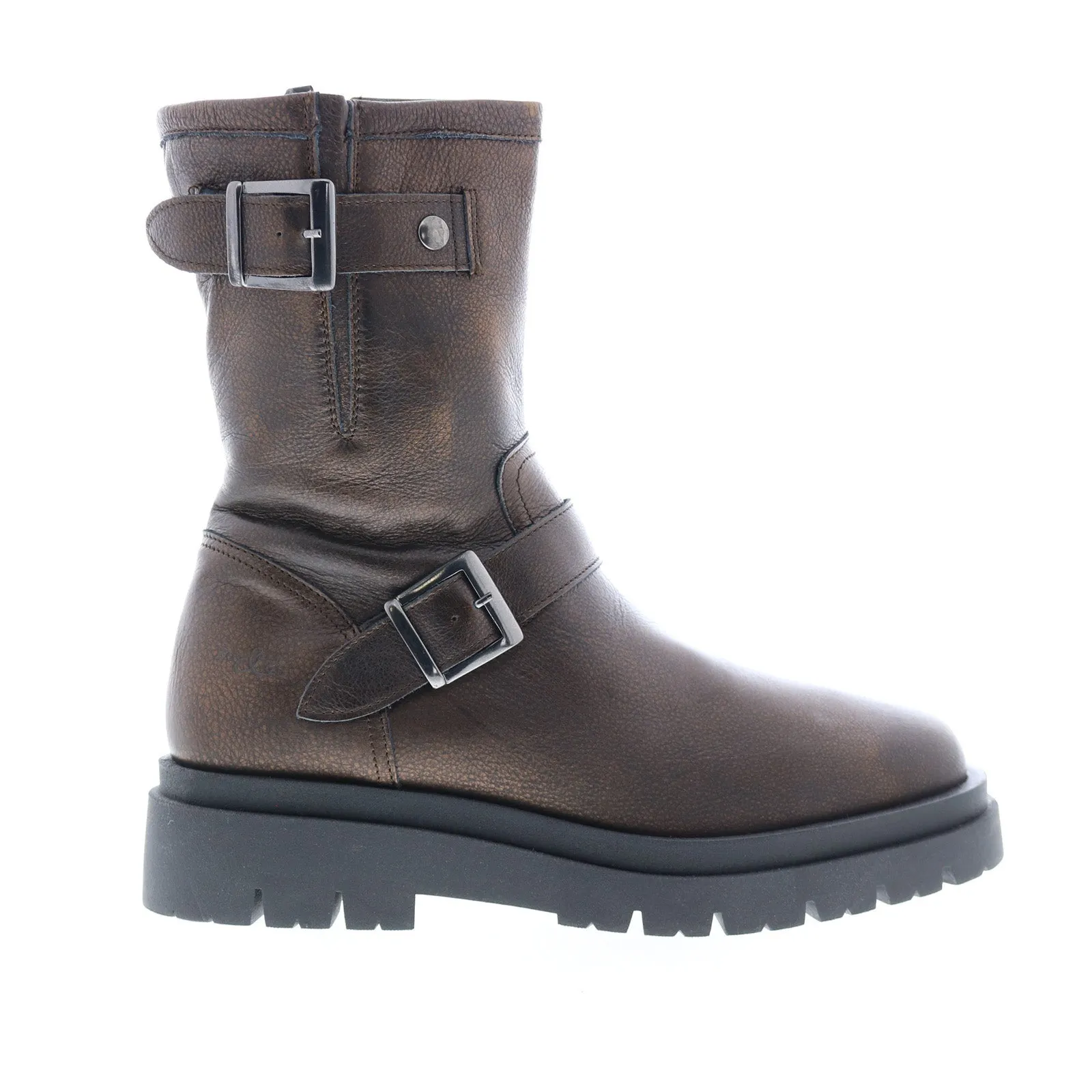 Bos. & Co. Marang Womens Brown Leather Zipper Casual Dress Boots Work Utility Nylon Material