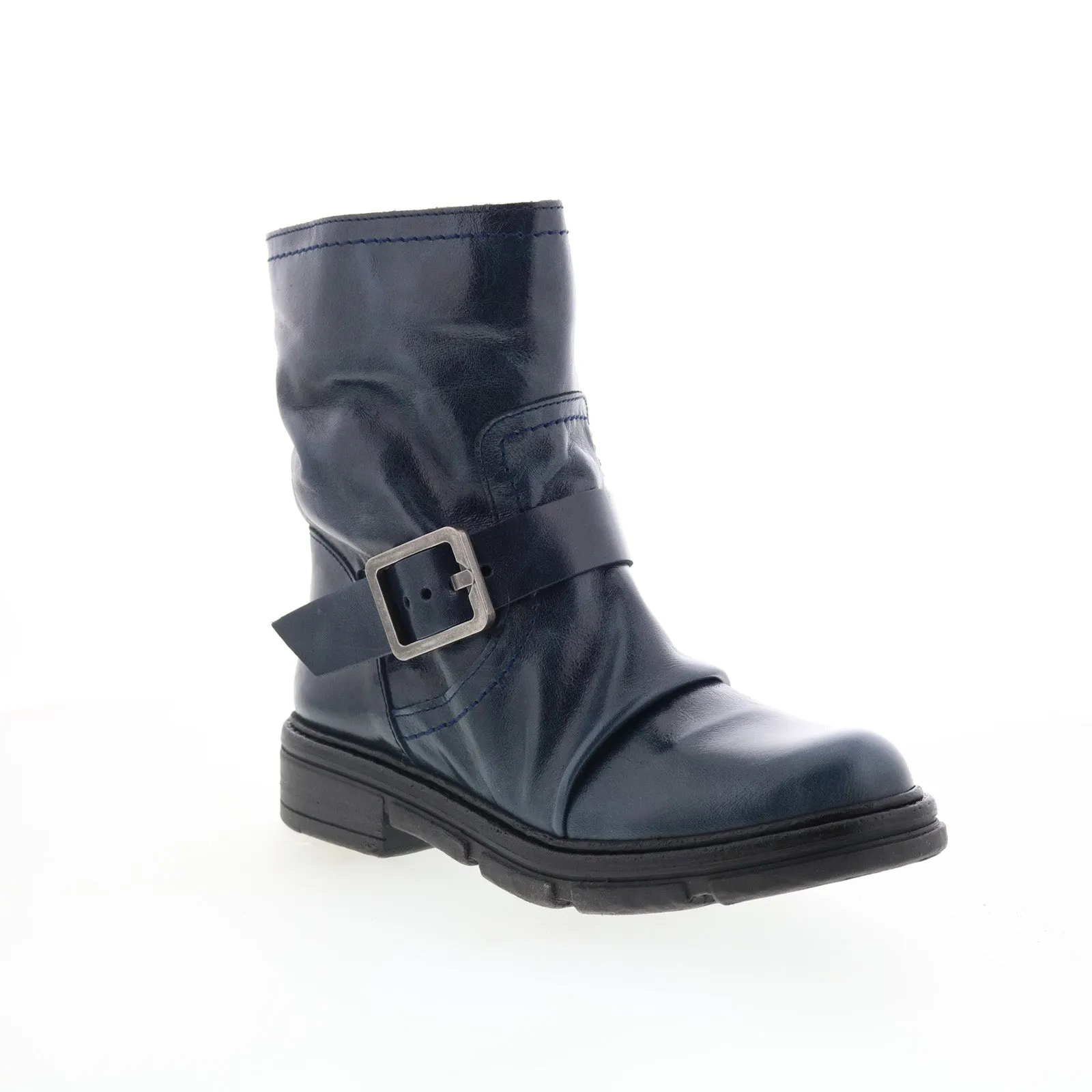 Utility Design anti-odor Miz Mooz Holdyn Womens Blue Leather Zipper Casual Dress Boots