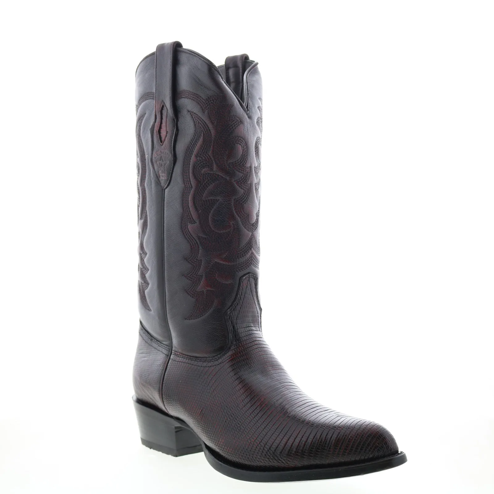 Los Altos J-Toe Ring Lizard 990618 Mens Burgundy Wide Cowboy Western Boots Adventure Time Comfort Edge