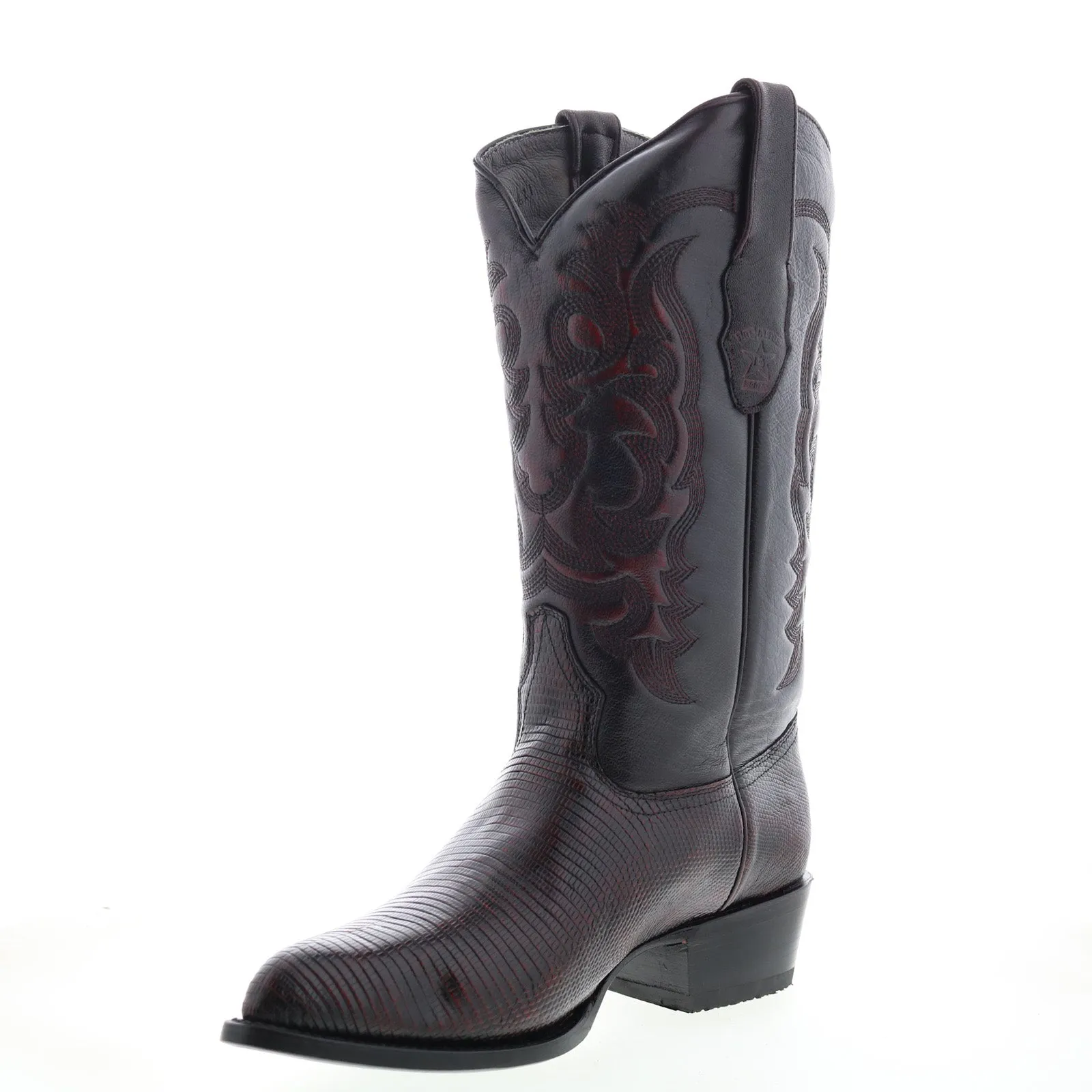 Effortless Style Los Altos J-Toe Ring Lizard 990618 Mens Burgundy Wide Cowboy Western Boots