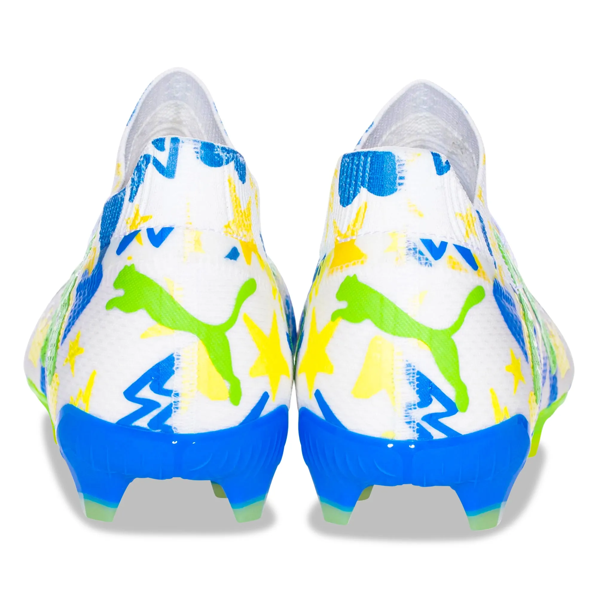 Physical Conditioning Puma Future Ultimate X Neymar Jr FG/AG Soccer Cleats (Puma White/Racing Blue/Parakeet Green)