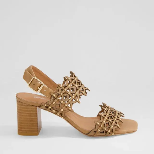 DJANGO & JULIETTE JULLY TAN Smooth Soles Chunky Heeled Boots