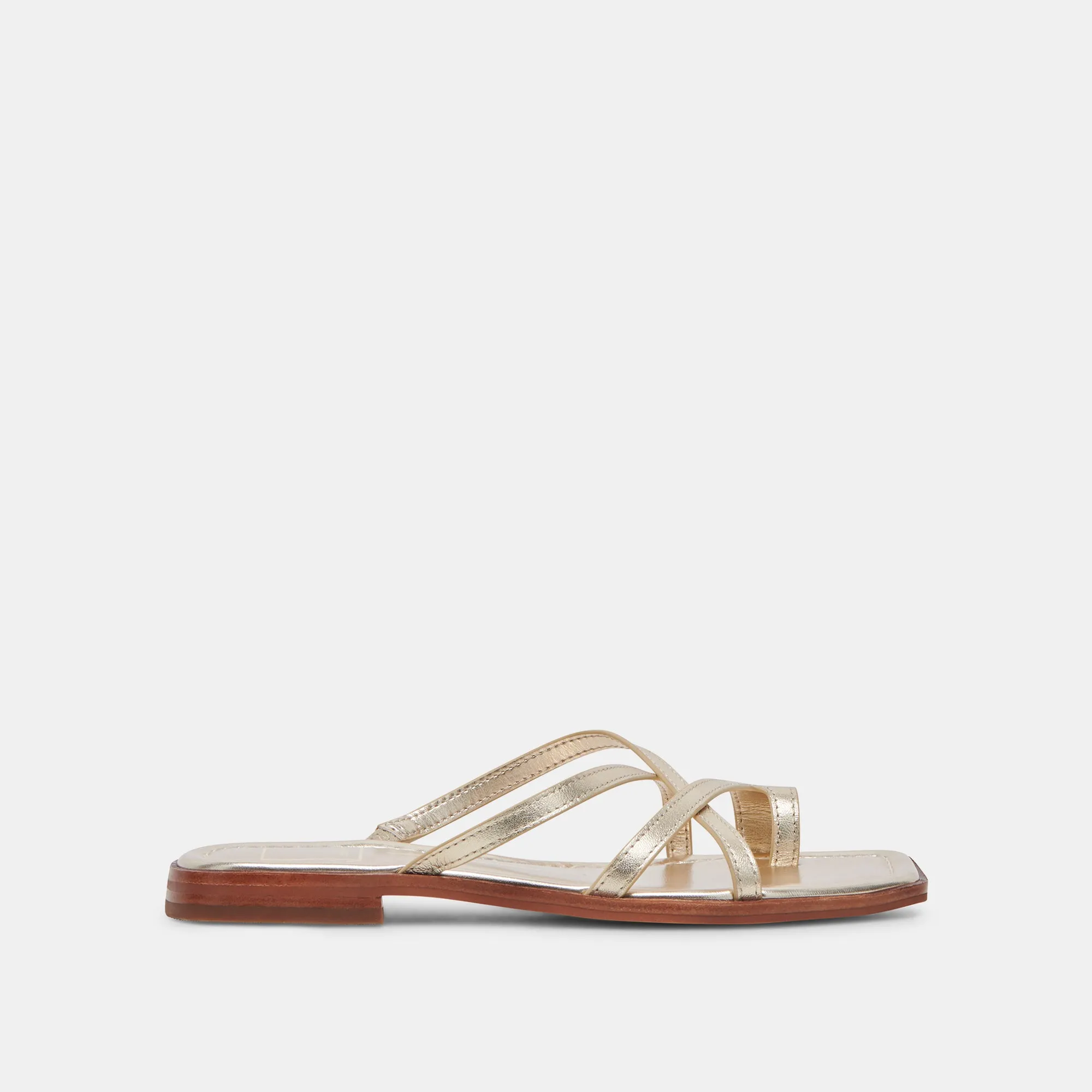 INDIGO SANDALS GOLD DISTRESSED LEATHER Flex form padded sole