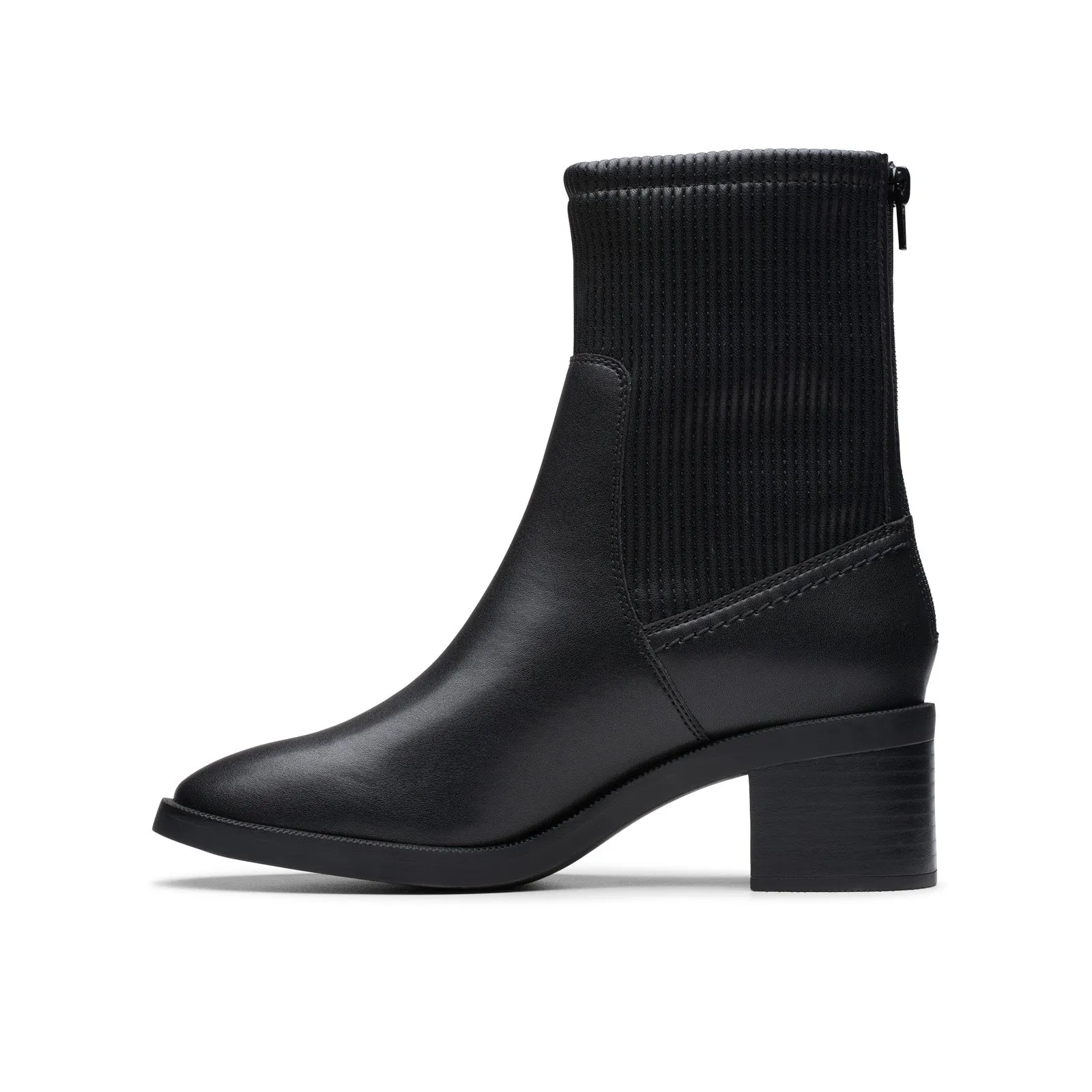 Clarks Lileigh Holly 26179638 Womens Black Leather Ankle & Booties Boots Factory Worker