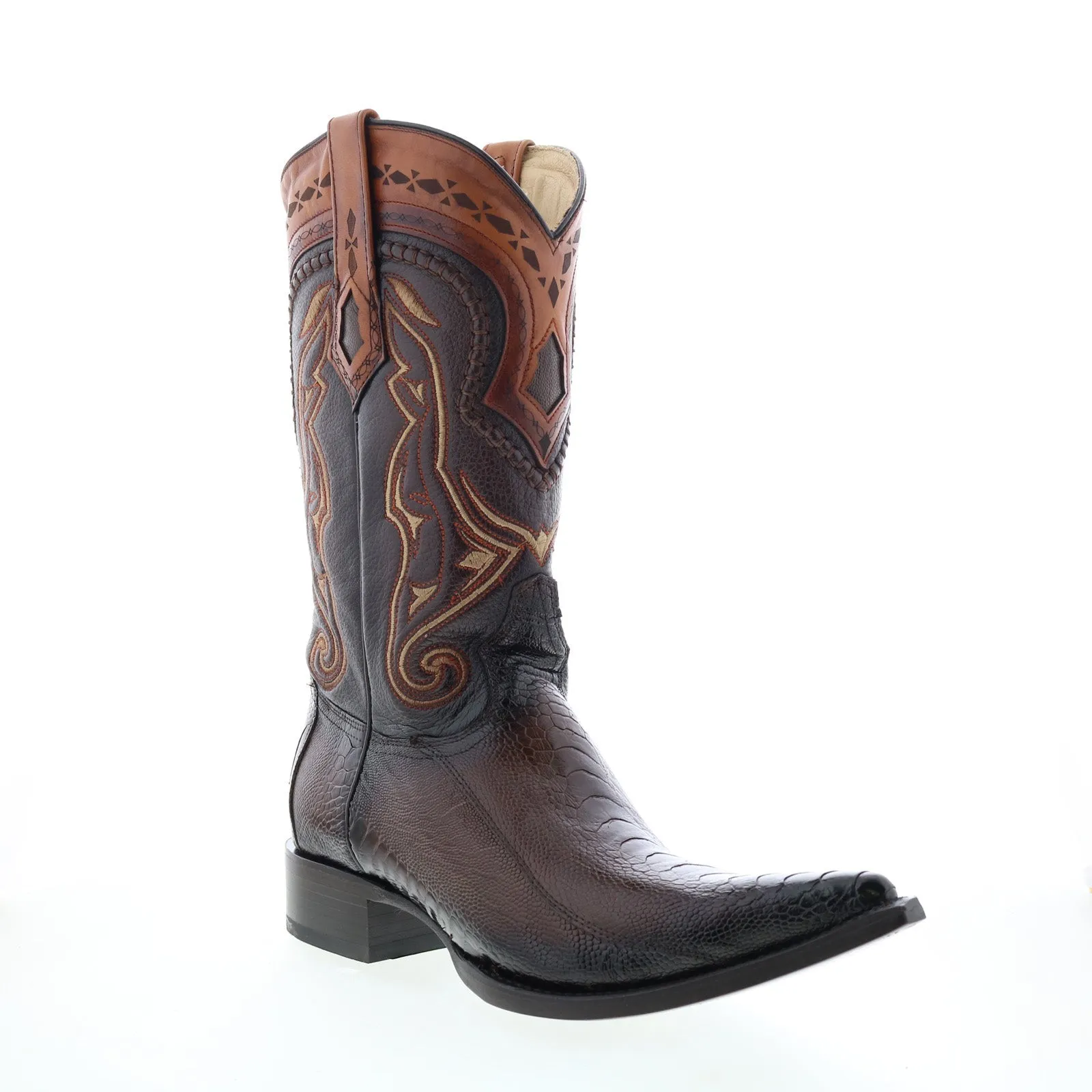 Cushion Zone Los Altos 3X Toe Ostrich Leg 9530516 Mens Brown Wide Cowboy Western Boots