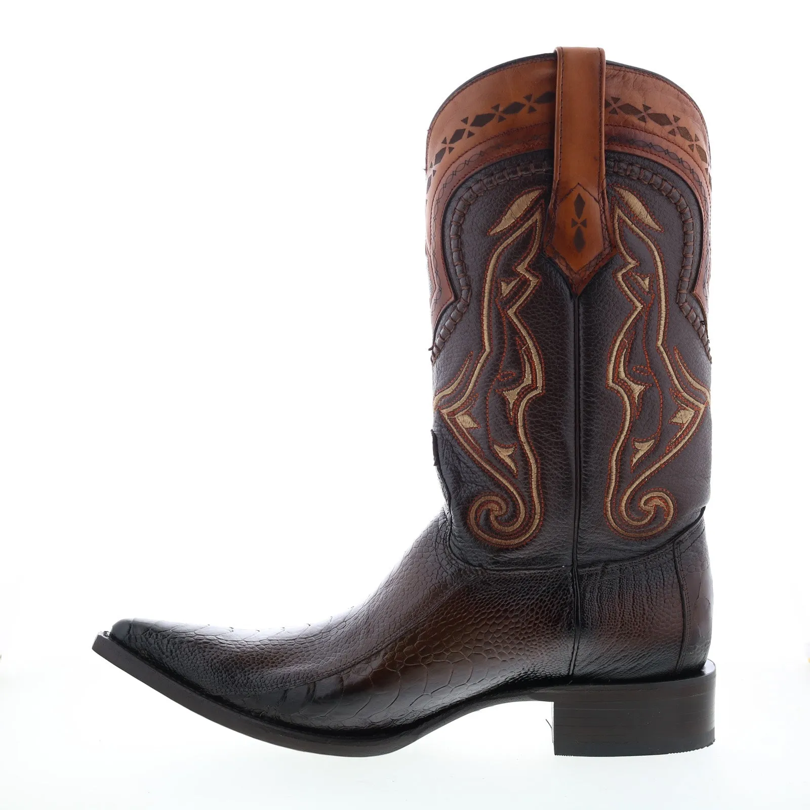Model Reinforced Los Altos 3X Toe Ostrich Leg 9530516 Mens Brown Wide Cowboy Western Boots
