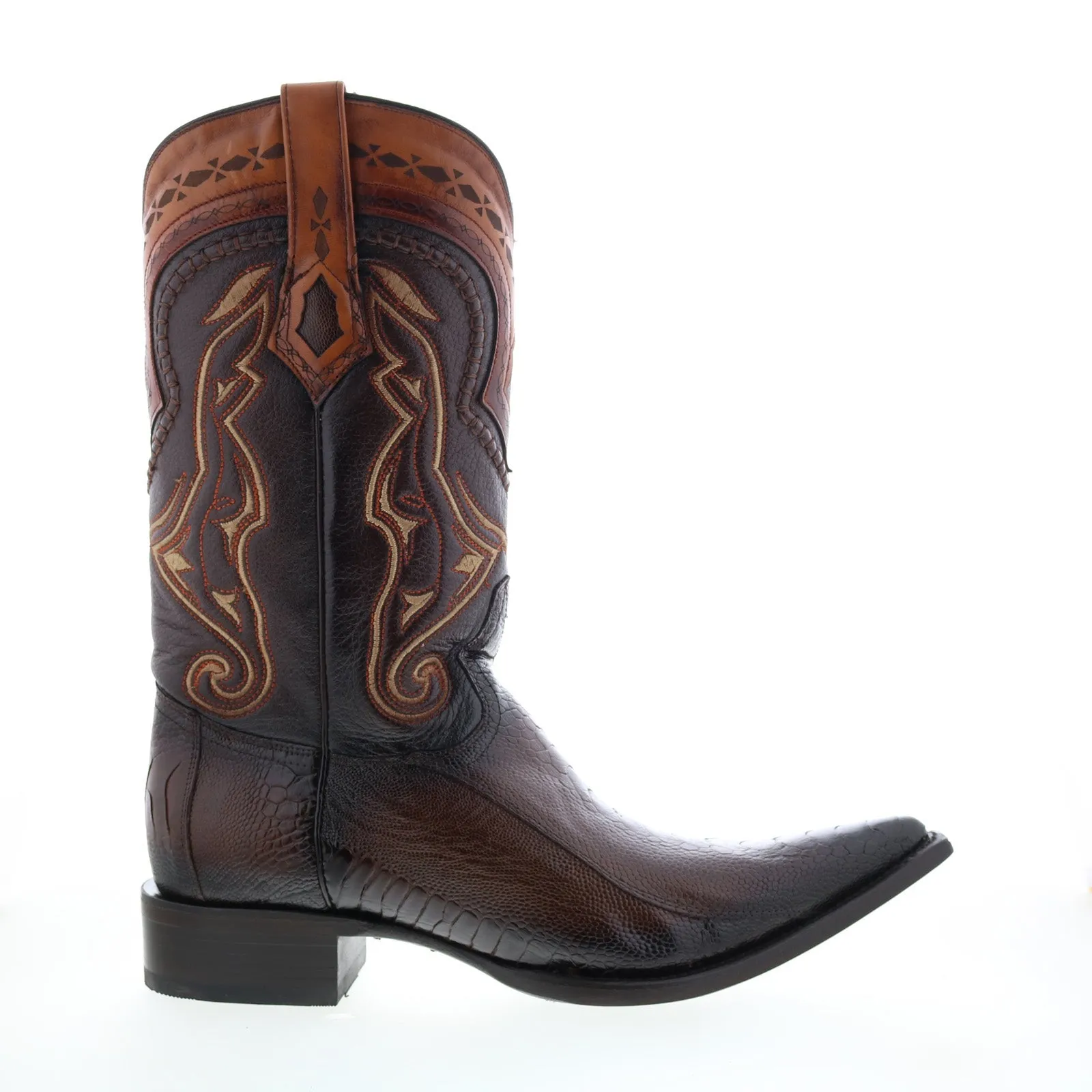 Los Altos 3X Toe Ostrich Leg 9530516 Mens Brown Wide Cowboy Western Boots Comfort Zone