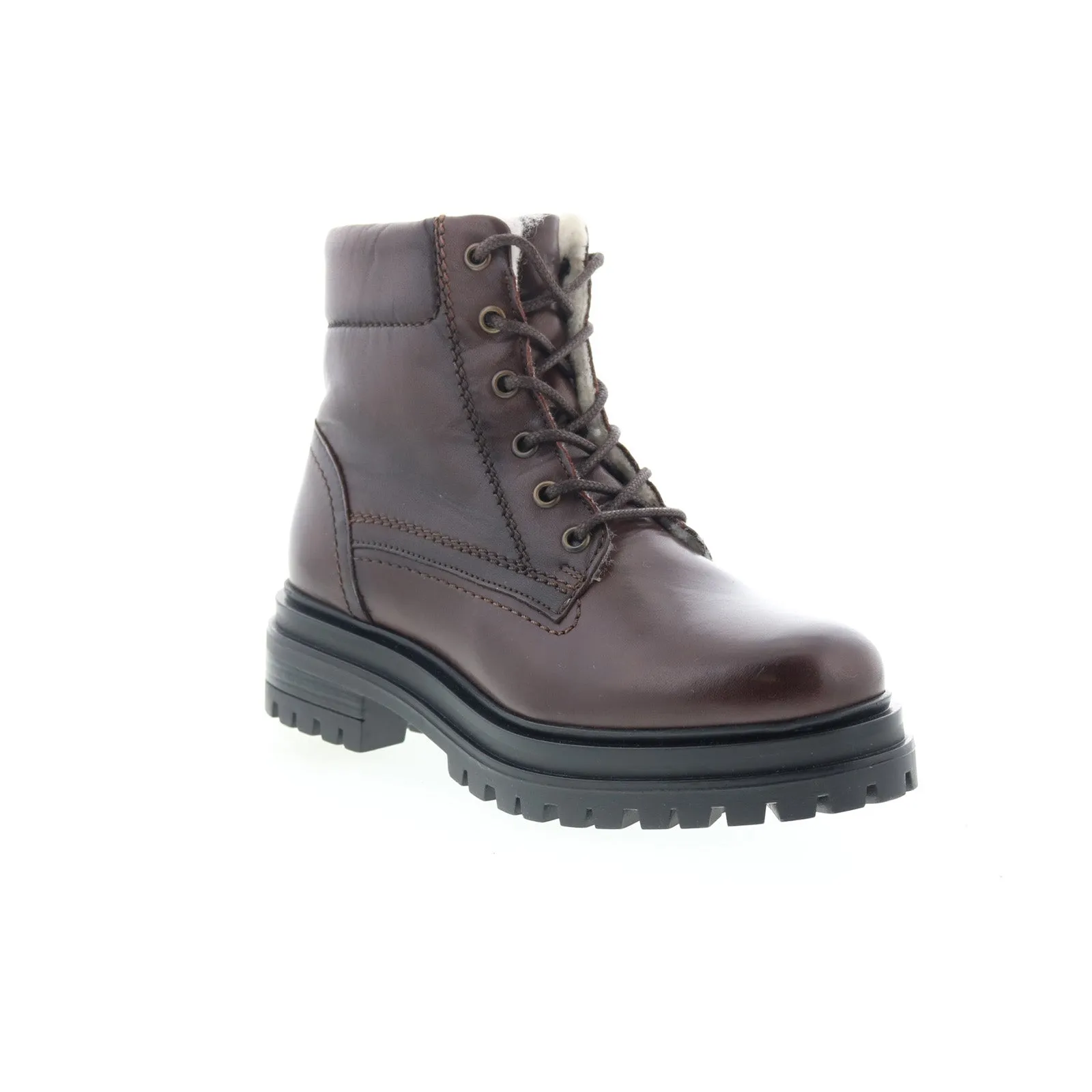 Padded collar Moisture wicking Miz Mooz Lyss Womens Brown Leather Lace Up Casual Dress Boots