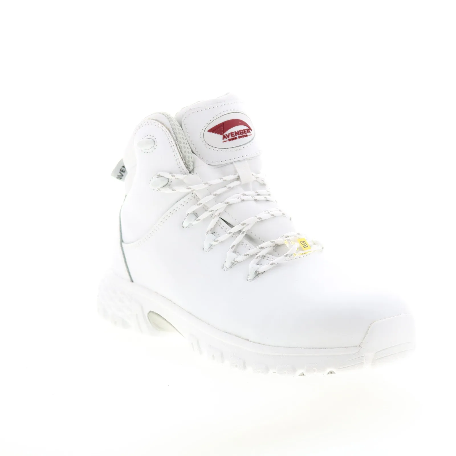Avenger Flight Alloy Toe SD10 A7423 Mens White Leather Work Boots Minimal Look Stable Ankle