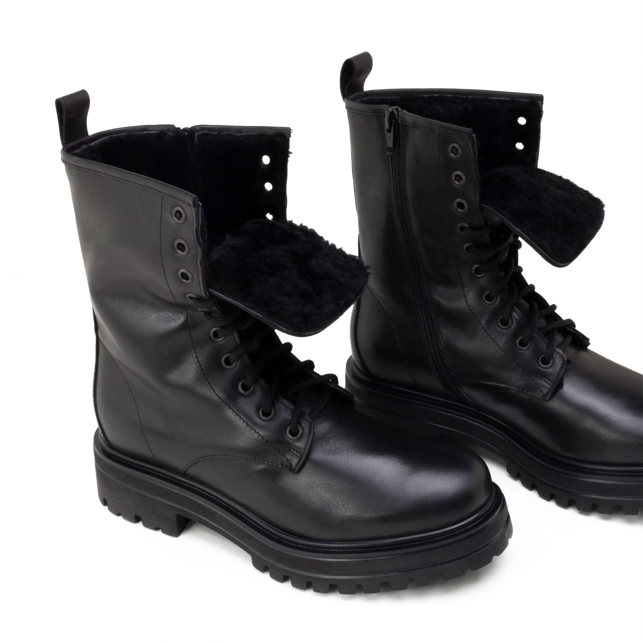 ASPEN COMBAT BOOTS WITH FUR Rough texture Flexible