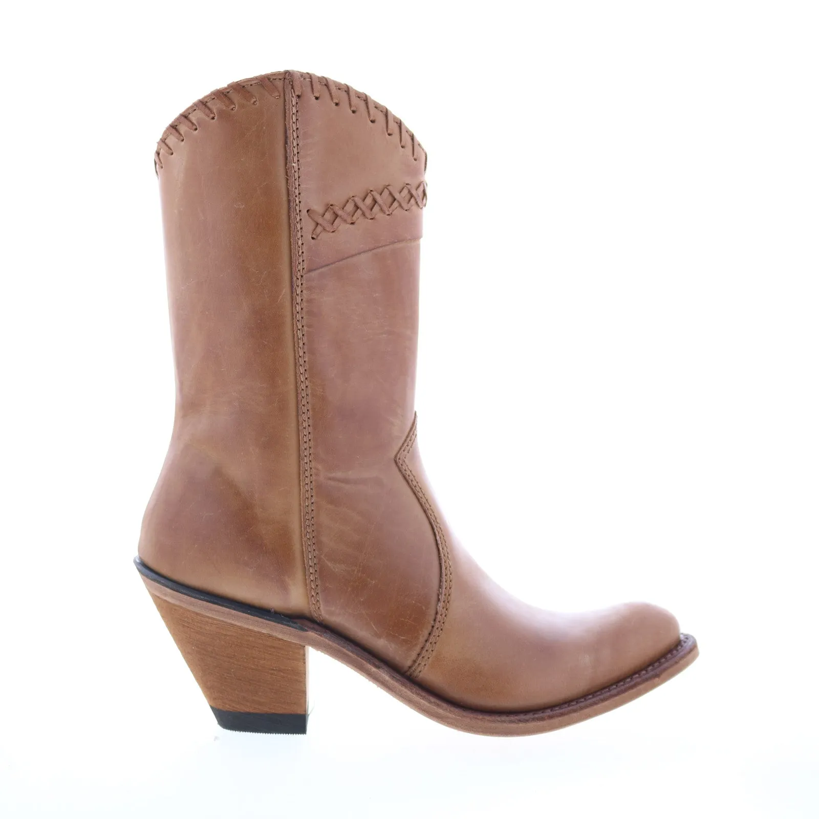 Jama Old West Snip Toe 18153 Womens Brown Leather Zipper Western Boots Rugged Look Outdoor Mission