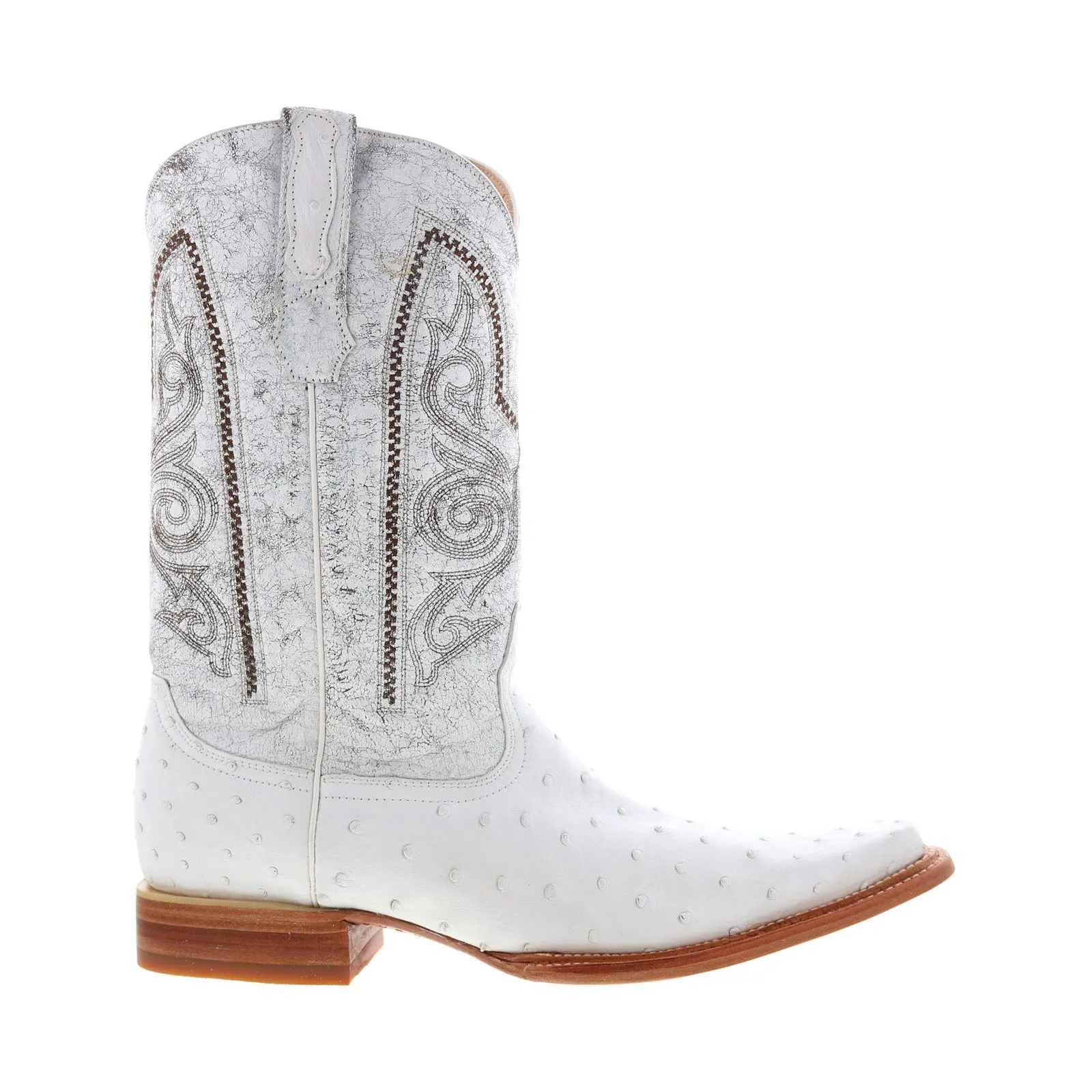 Los Altos Versace Style Ostrich 700328 Mens White Wide Cowboy Western Boots High Shaft