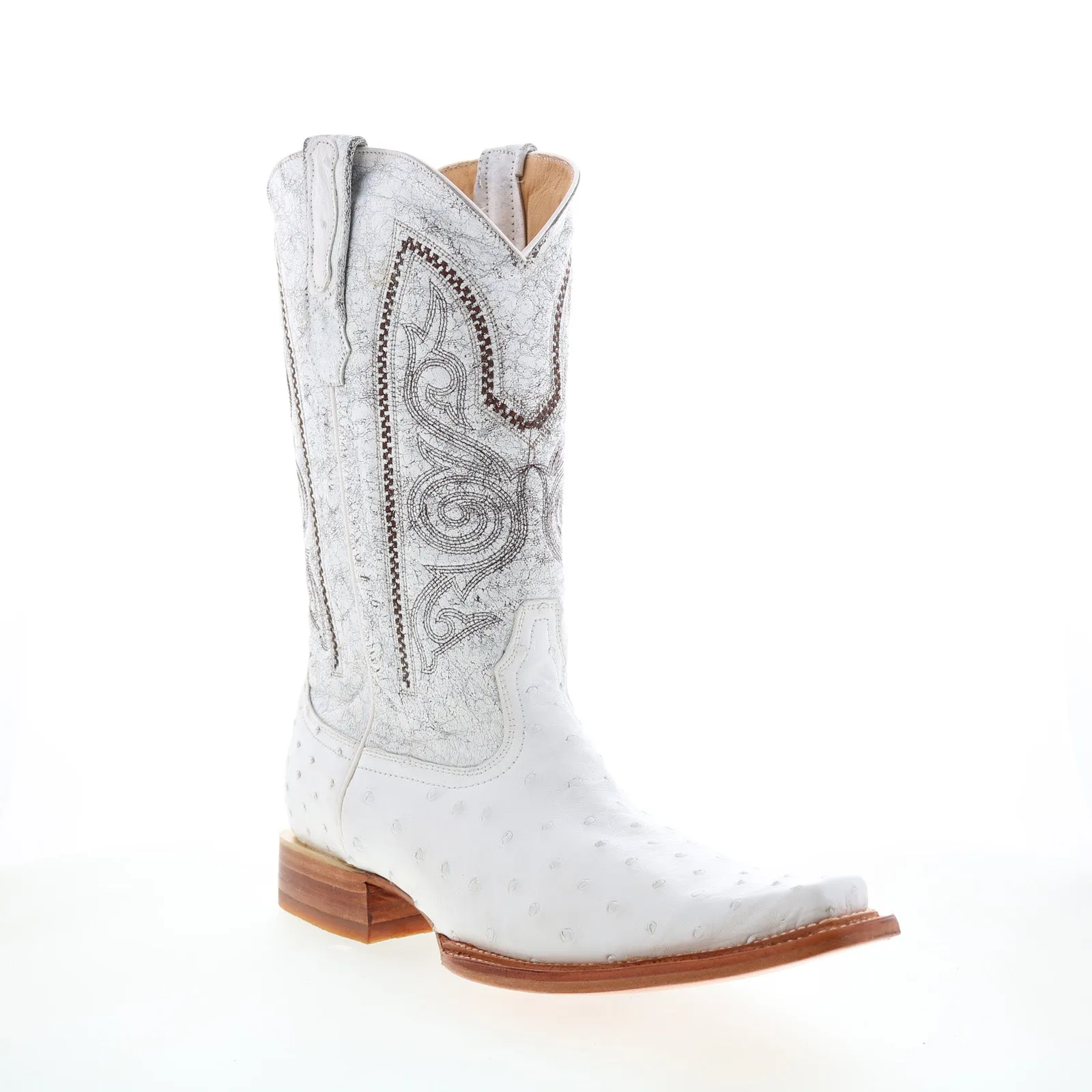 Hard Trail Los Altos Versace Style Ostrich 700328 Mens White Wide Cowboy Western Boots