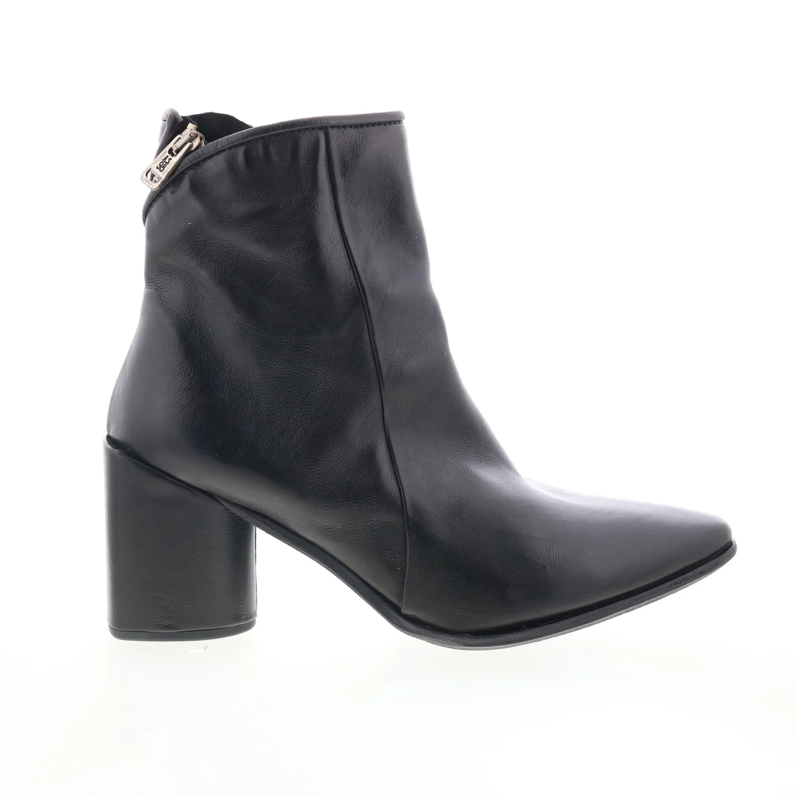 A.S. 98 Earl Womens Black Leather Zipper Ankle & Booties Boots Superior Design Sleek Construction