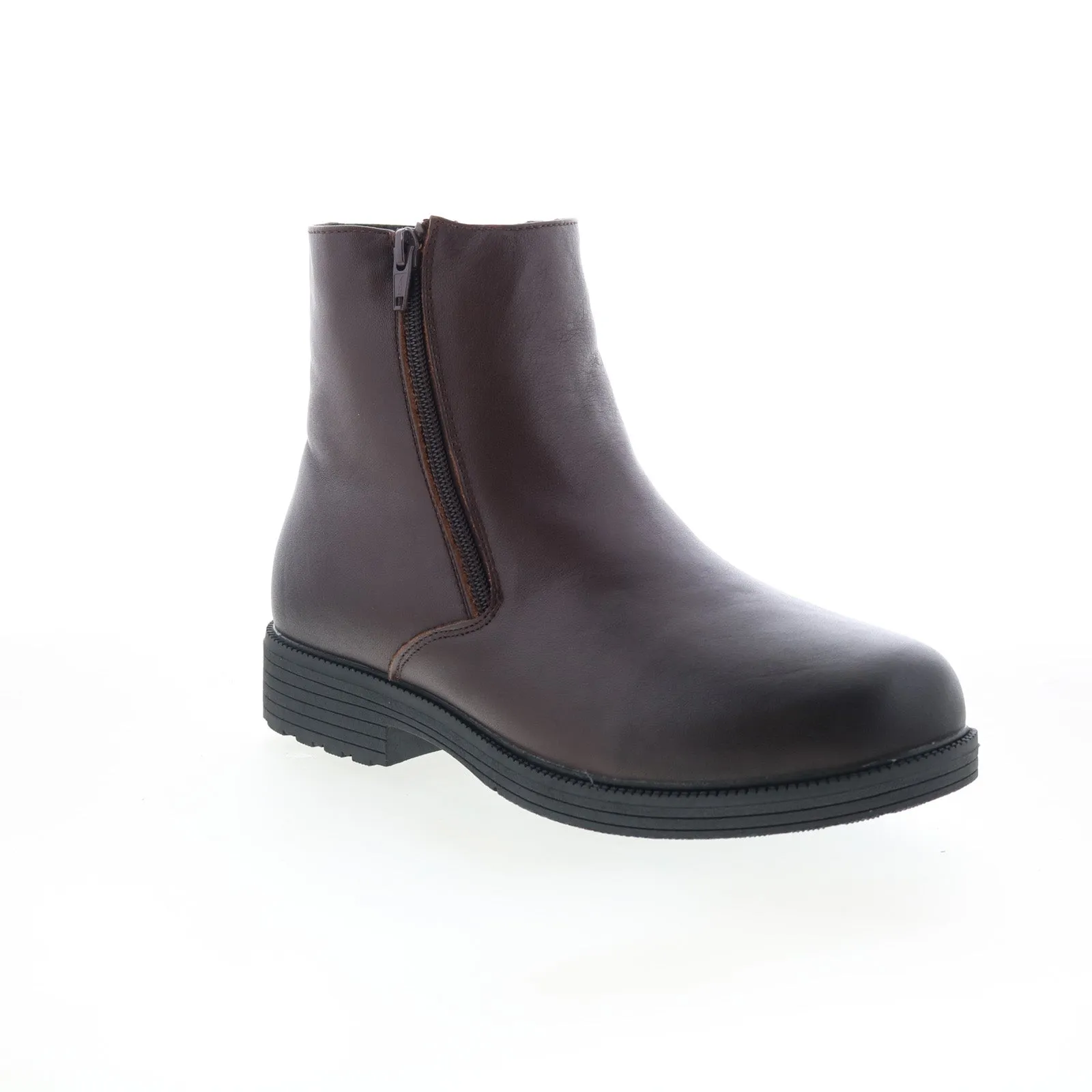 Propet Troy MBA005LBR Mens Brown Leather Zipper Casual Dress Boots Daily Movement