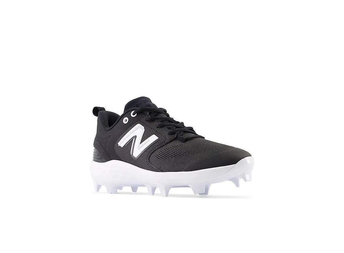 New Balance Men's Fresh Foam 3000 V6 Molded Baseball Cleats - Black with White - PL3000K6 Comfort Technology