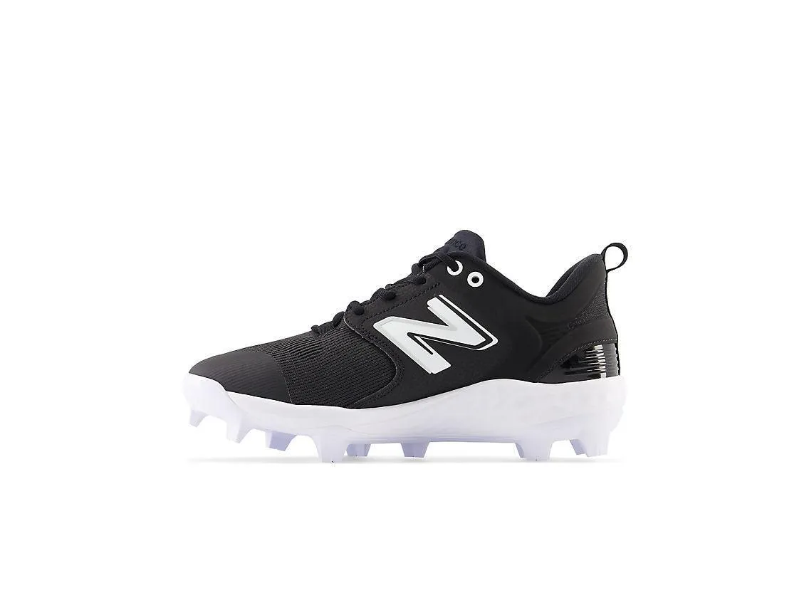 New Balance Men's Fresh Foam 3000 V6 Molded Baseball Cleats - Black with White - PL3000K6 Sleek Shape Fresh stability