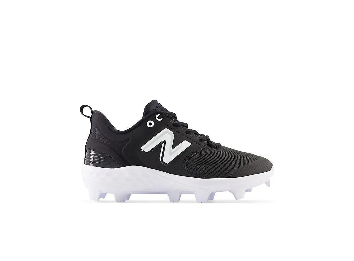 New Balance Men's Fresh Foam 3000 V6 Molded Baseball Cleats - Black with White - PL3000K6 Foot Glide