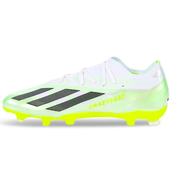 Sweat Wicking adidas X Crazyfast.2 Firm Ground Soccer Cleats (White/Core Black/Lucid Lemon)