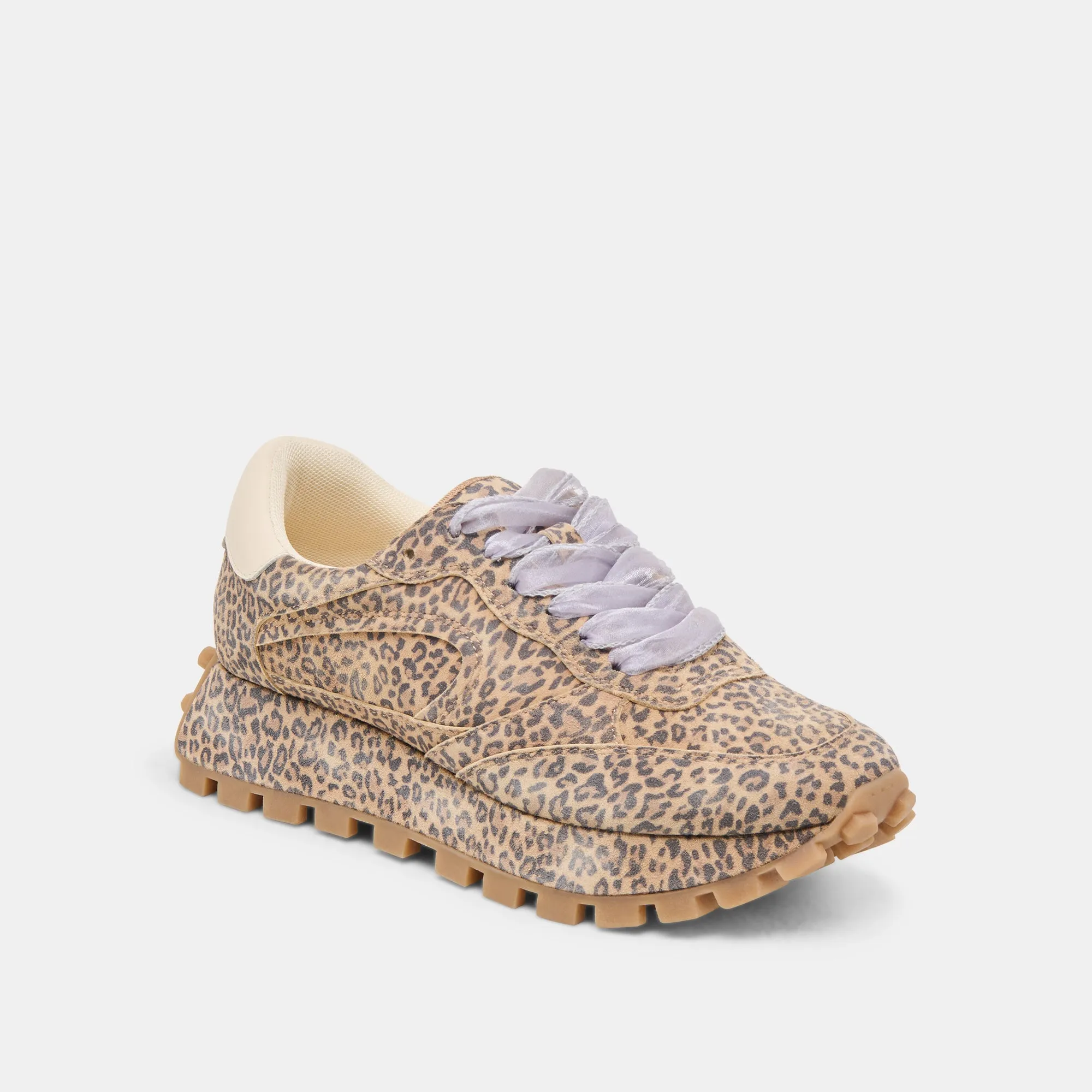 Reinforced Stitching TRICIA SNEAKERS TAN LEOPARD PRINTED SUEDE