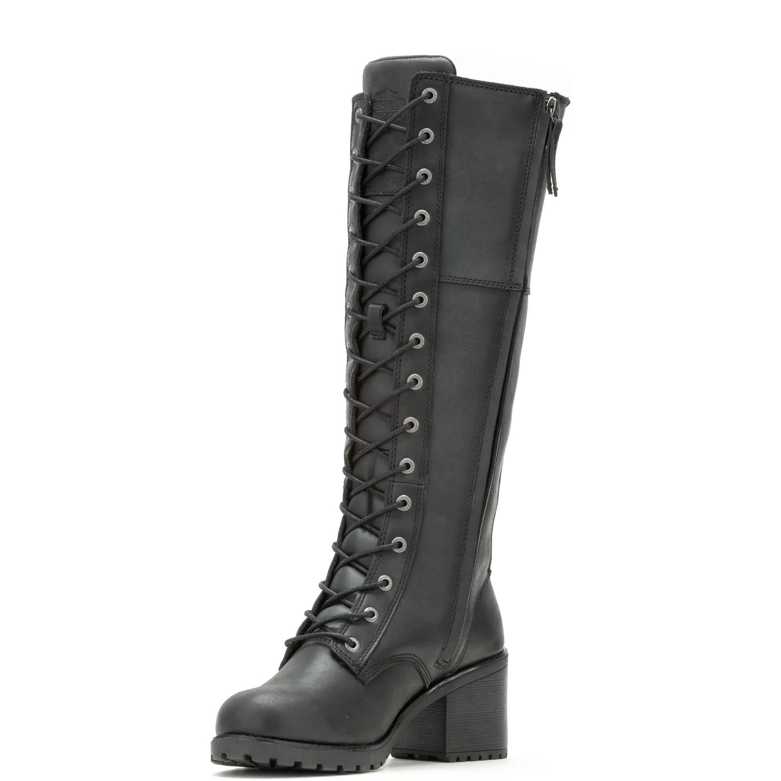 Rubber Sole Harley-Davidson Aldona 14" Lace D87270 Womens Black Leather Motorcycle Boots