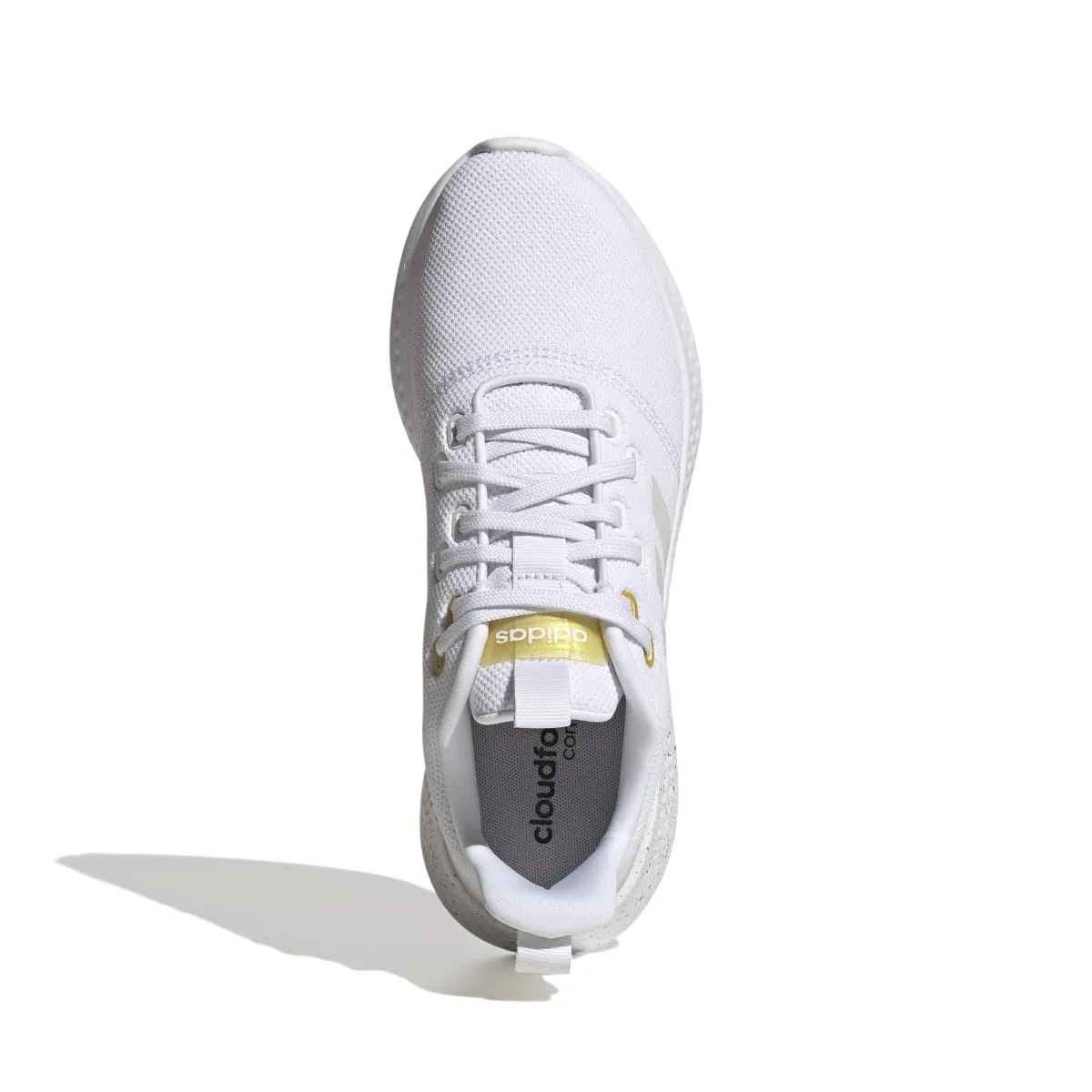 ADIDAS GV8926 PUREMOTION WMN'S (Medium) White/White/Yellow Textile Running Shoes evening running shoe period Adaptive Motion