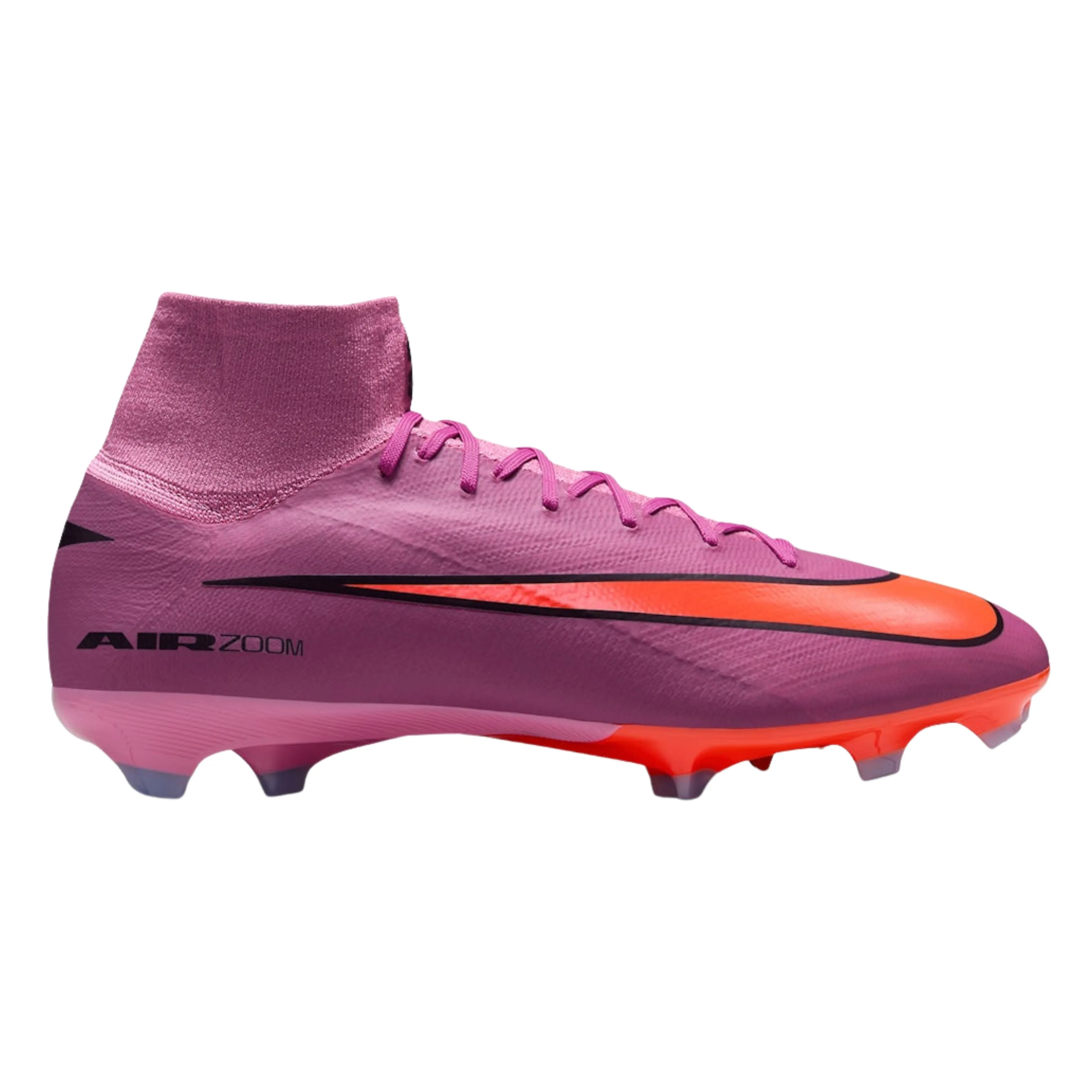 Form Fit Training Ground Nike Zoom Superfly 10 Pro Firm Ground Soccer Cleats (Magic Flamingo/Black/Total Crimson)
