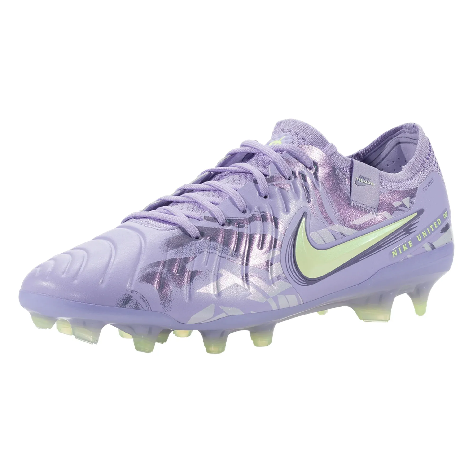 Roll Stability Nike United Legend 10 Elite FG Soccer Cleats (Purple Agate/Barely Volt)