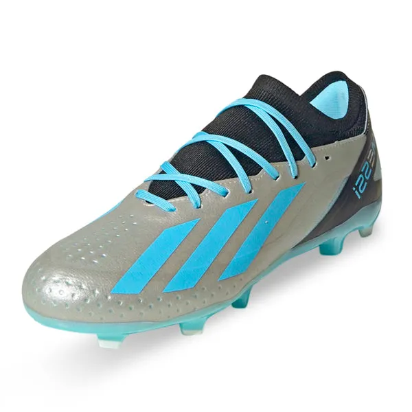 adidas X Crazyfast.3 Messi Firm Ground Soccer Cleats (Silver Metallic/Bliss Blue) Dynamic Cushion