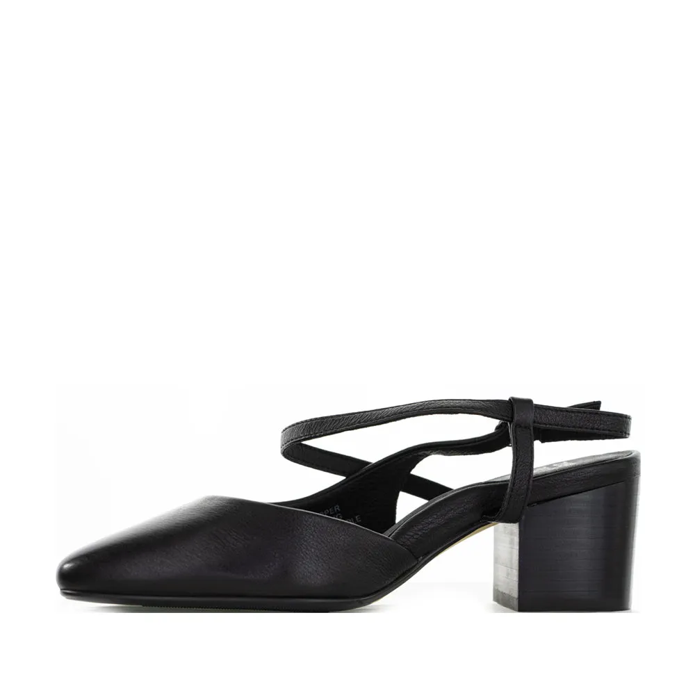 Fashion Heels for Party Black Leather Stilettos ZIERA VITLEY BLACK
