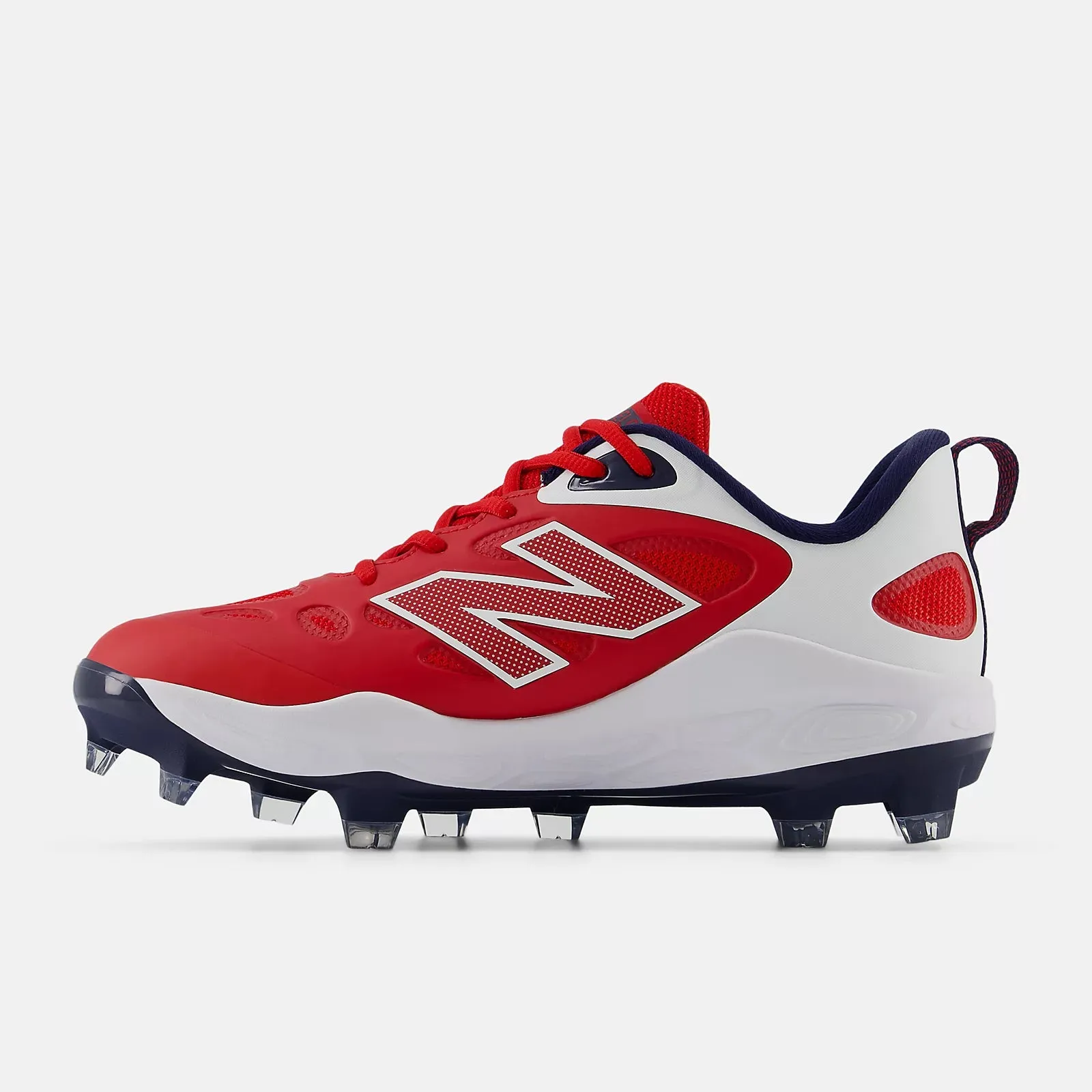 New Balance Women's Fresh Foam X Velo v4 Molded Softball Cleats - Red/White SPVELOU4 Quick Transition