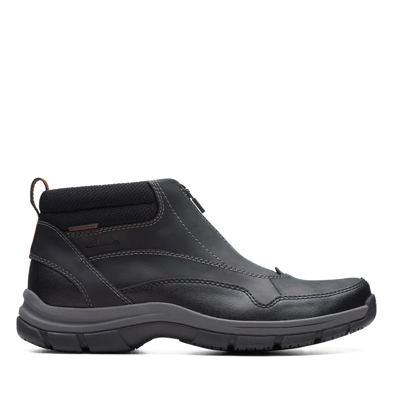 Clarks Walpath Zip 26174565 Mens Black Wide Leather Casual Dress Boots Rubber Sole